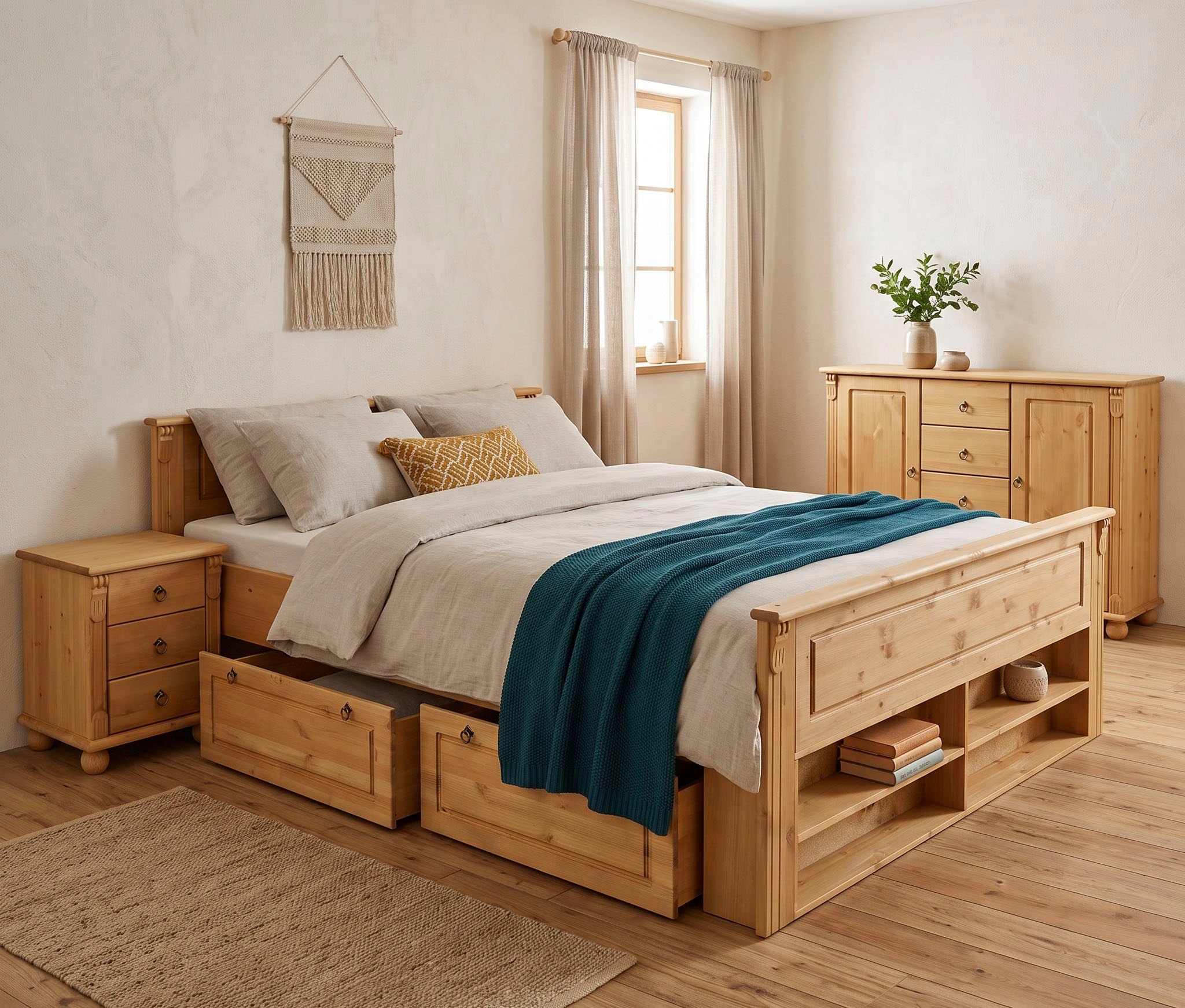 GOODproduct Kombikommode »Tessin; Buffetunterschrank, klassischer Landhausstil« aus massiver, FSC®-zertifizierter Kiefer, 128cm breit