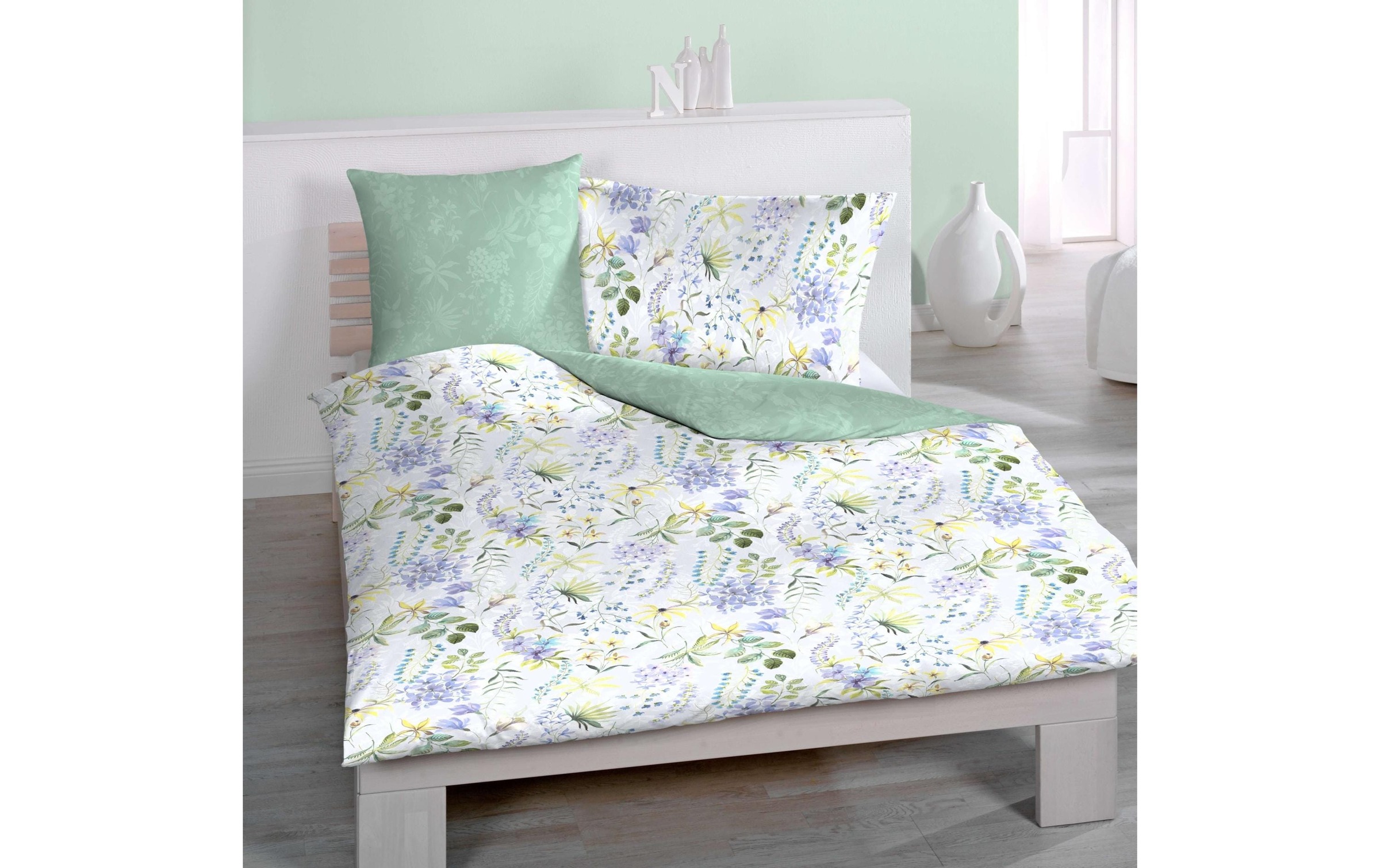 HOME FASHION Kissenbezug »Home Fashion Kopfkissenbezug Satin Blüten Mehrfarbig, 50 x 70 cm«