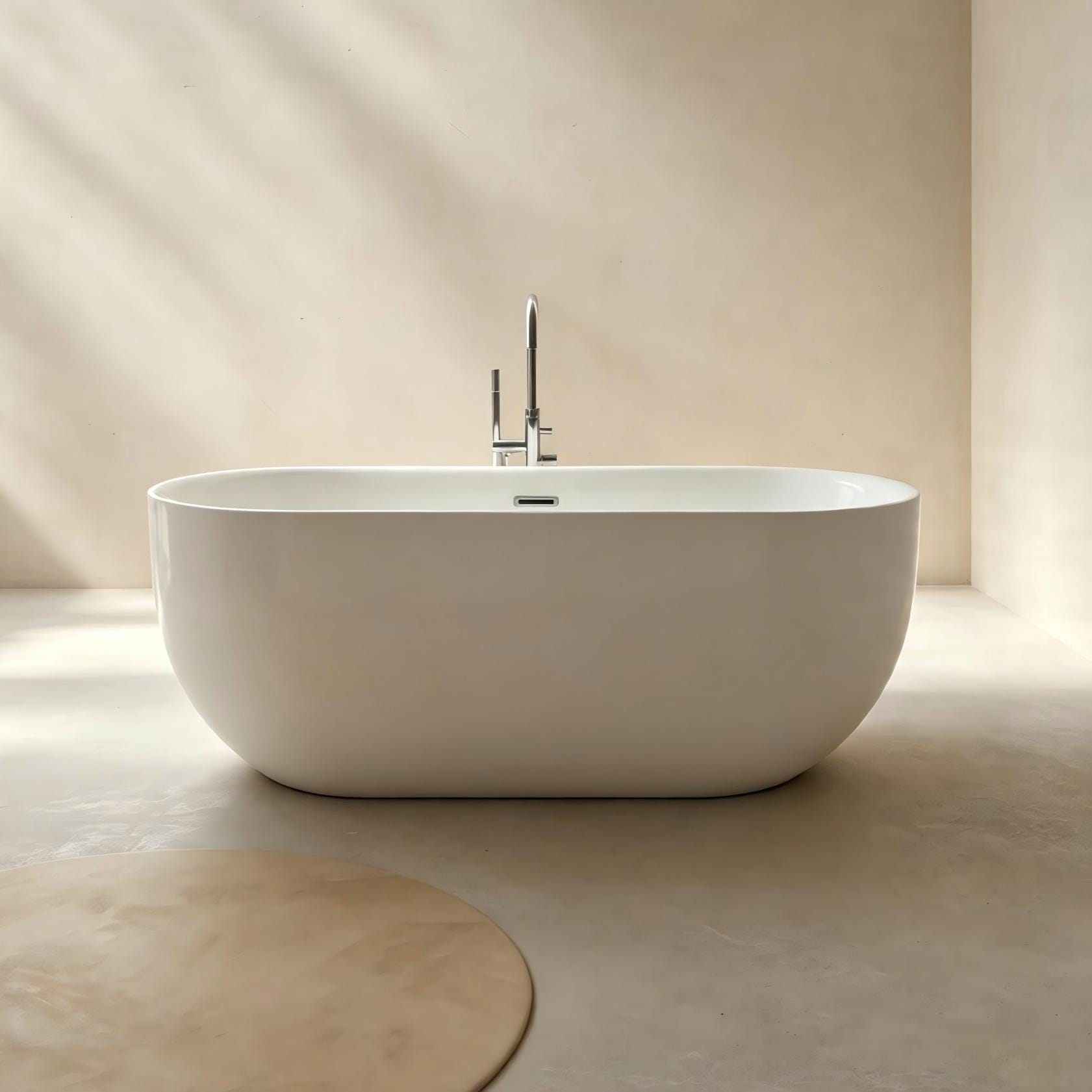welltime Badewanne »Setubal« Höhe 62 cm mit Ablaufstöpsel | verstellbare Füsse | Überlauf wandanliegend, aus hochwertigem Sanitäracryl, mit Pop Up Ventil