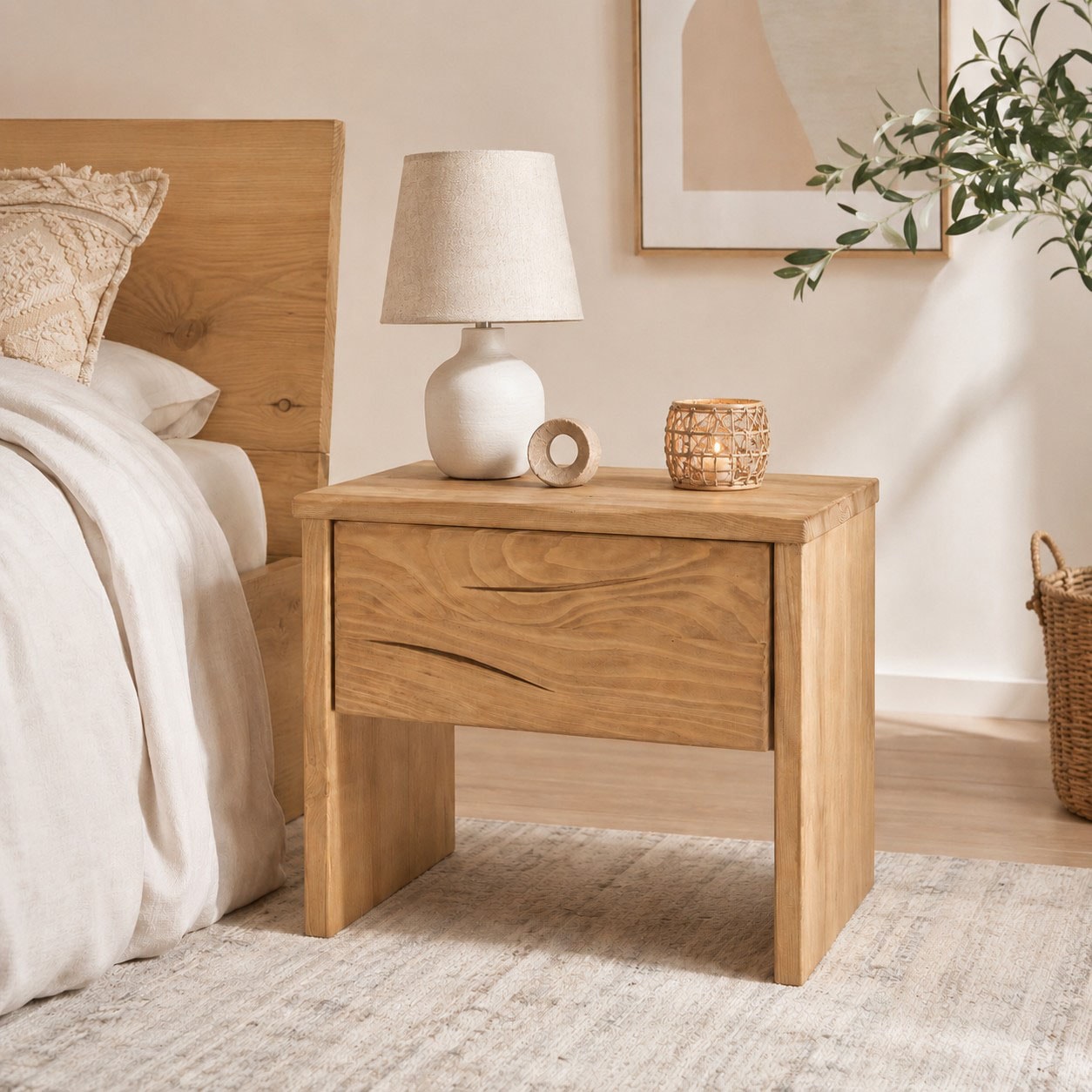GOODproduct Nachtkonsole »Ultima Balkenbett Doppelbett, Füsse mit Kufenform« Massivholz, Skandinavisches Design, Robust, stabil, FSC zertifiziert