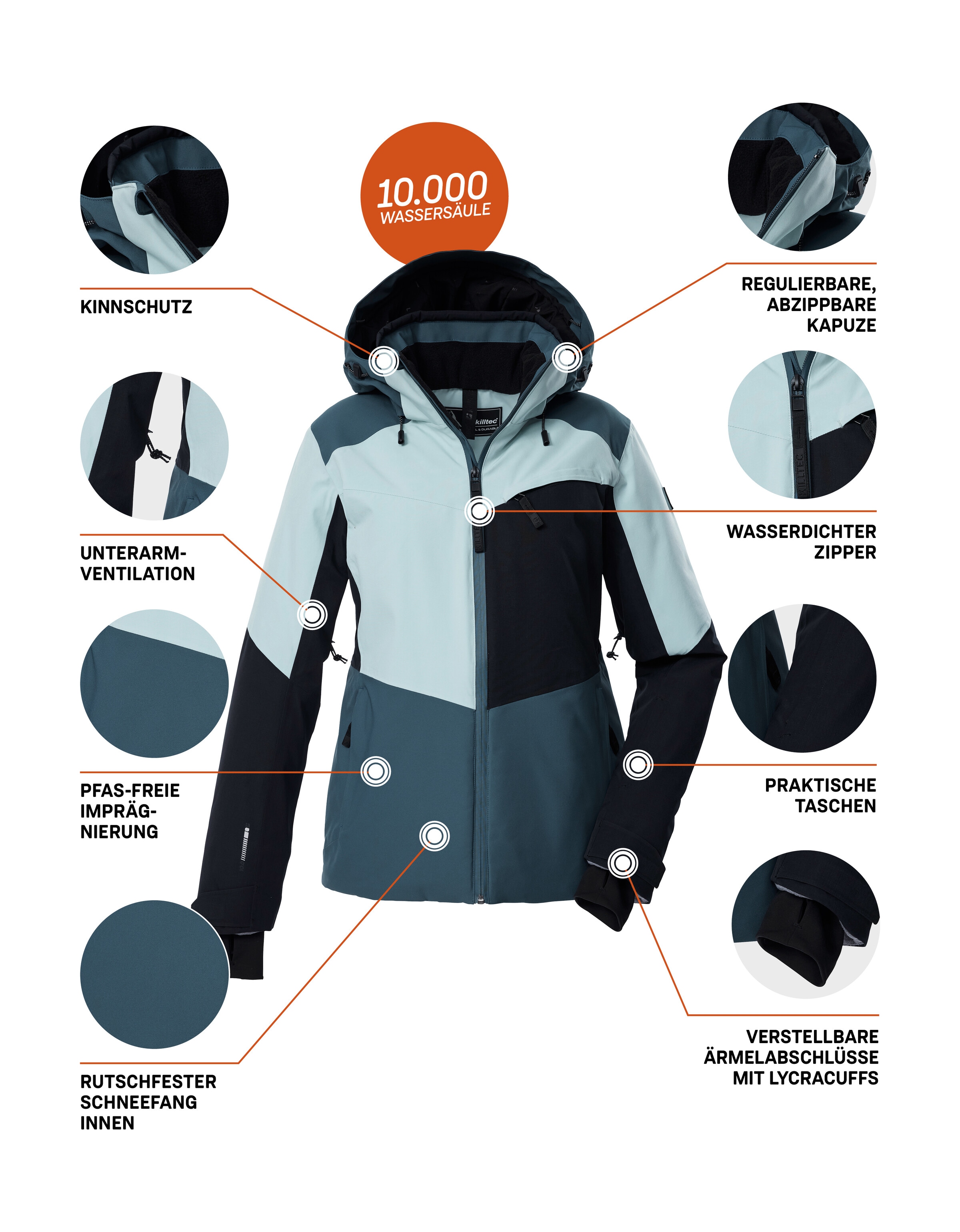 Killtec Veste de ski »KSW 39 WMN SKI JCKT« Wasserdichte Damen Skijacke mit Atmungsaktivität und cleveren Features
