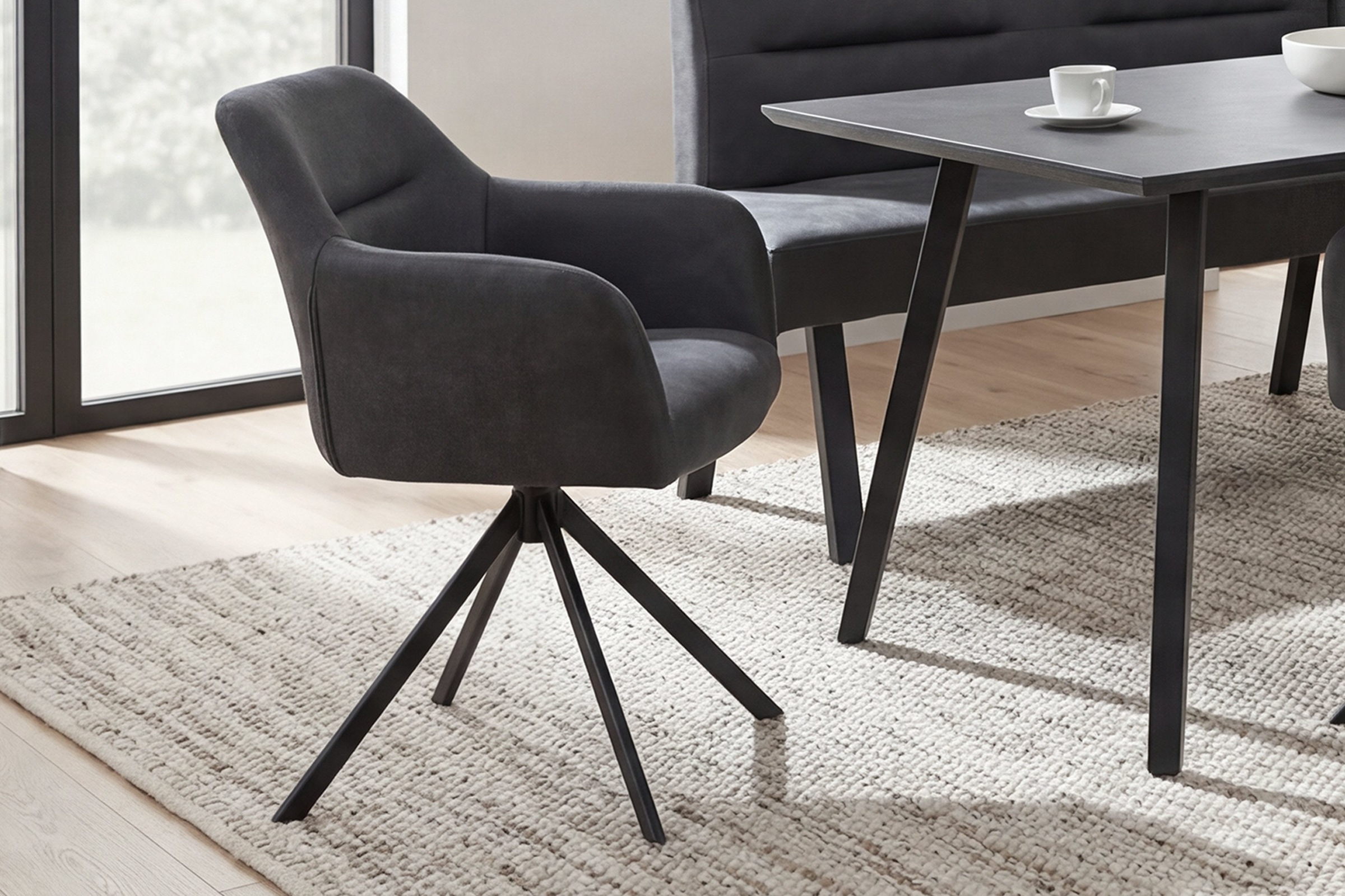 byLIVING Chaise de salle à manger »MONTREAL« (Ensemble) 2 cuisMicrofaser, bis 110 kg, 360° drehbar, Schaumstoff, Ziernaht Rücken