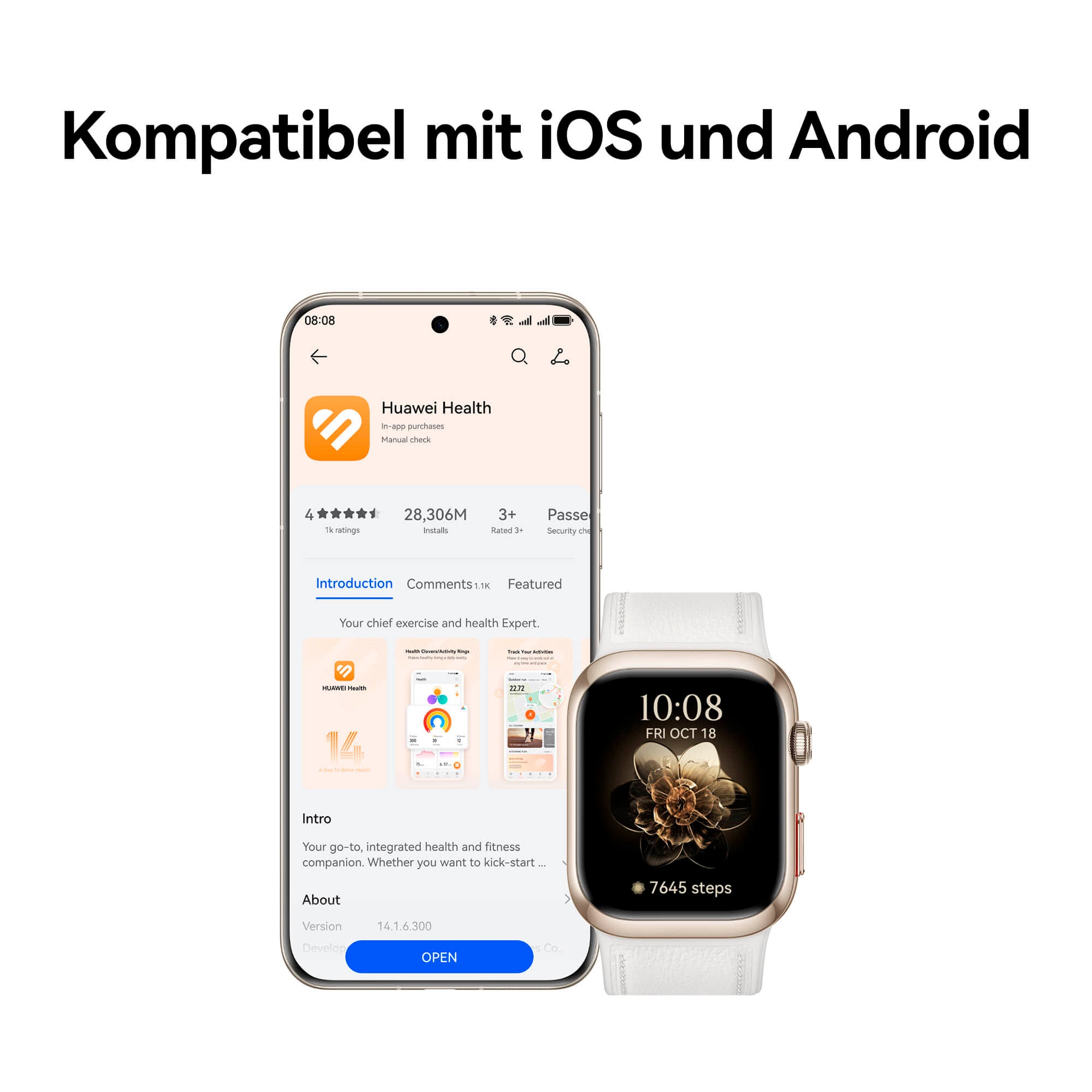 Huawei Smartwatch »Watch D2 Blutdruck«(/ 1,82 ″) Harmony OS