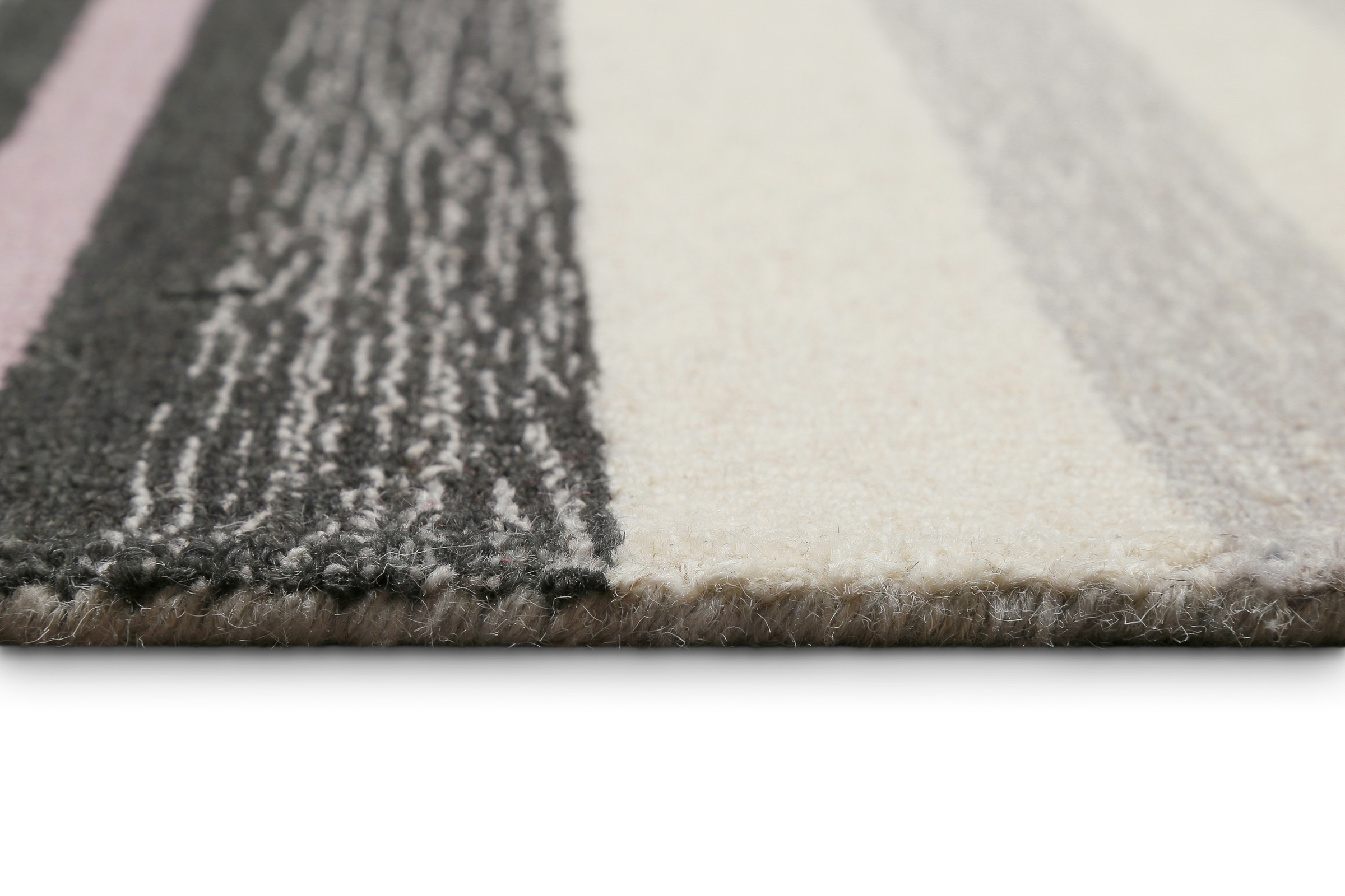 Wecon home Tapis »Sally« Rectangulaire 7 mm Höhe handgefertigt, gestreift, pflegeleicht, Wolle, Wohnzimmer, Esszimmer