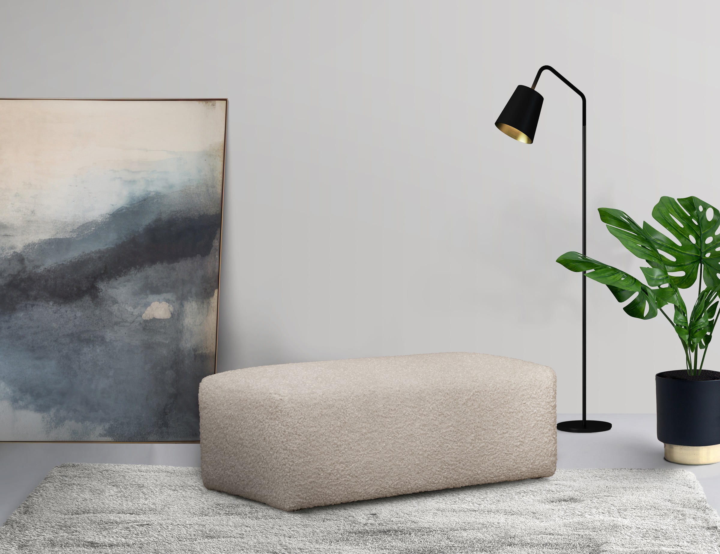 LeGer Home by Lena Gercke Polsterhocker »YANI Sitzhocker mit Wellenunterfederung, Masse B/T/H: 126/65/46 cm« grosser Hocker passend zur Serie Yani, in hochwertiger Verarbeitung