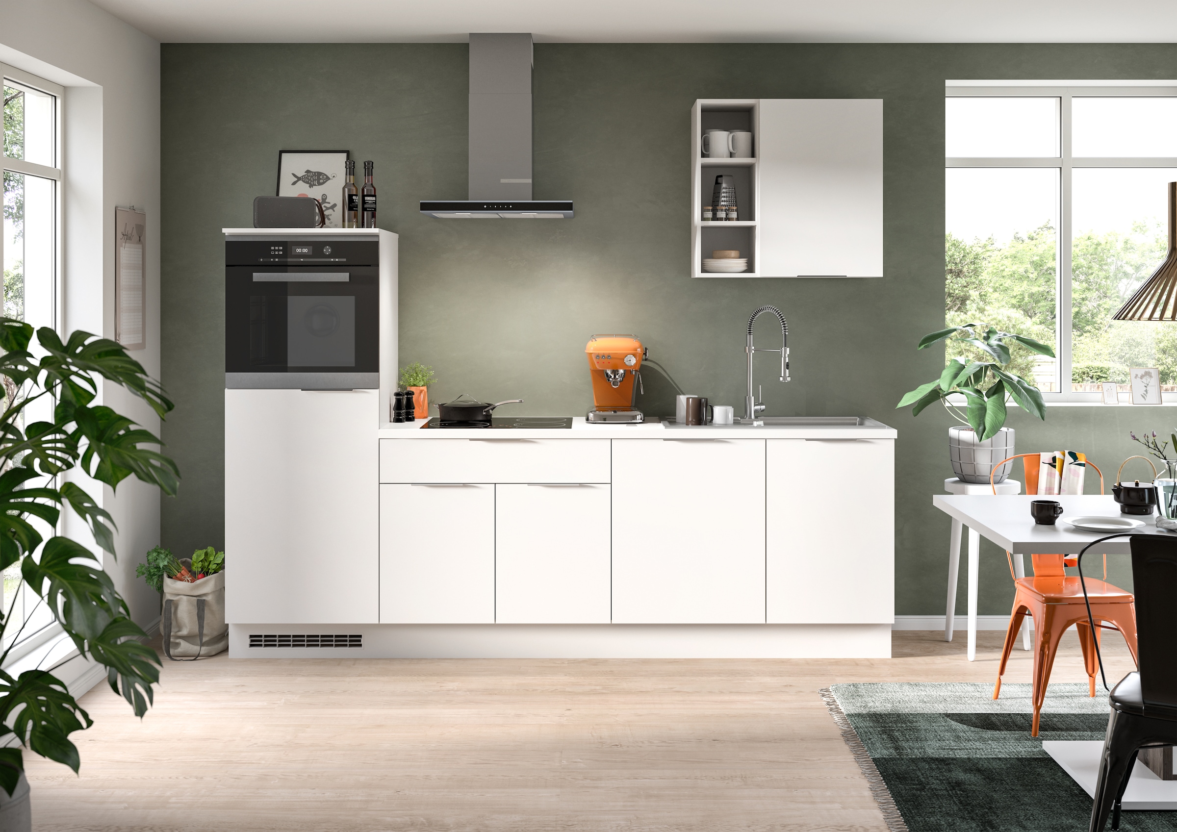 KOCHSTATION Kitchenette »KS-Lulea« Breite 260 cm, ohne E-Geräte, mit 3 cm starker Arbeitsplatte