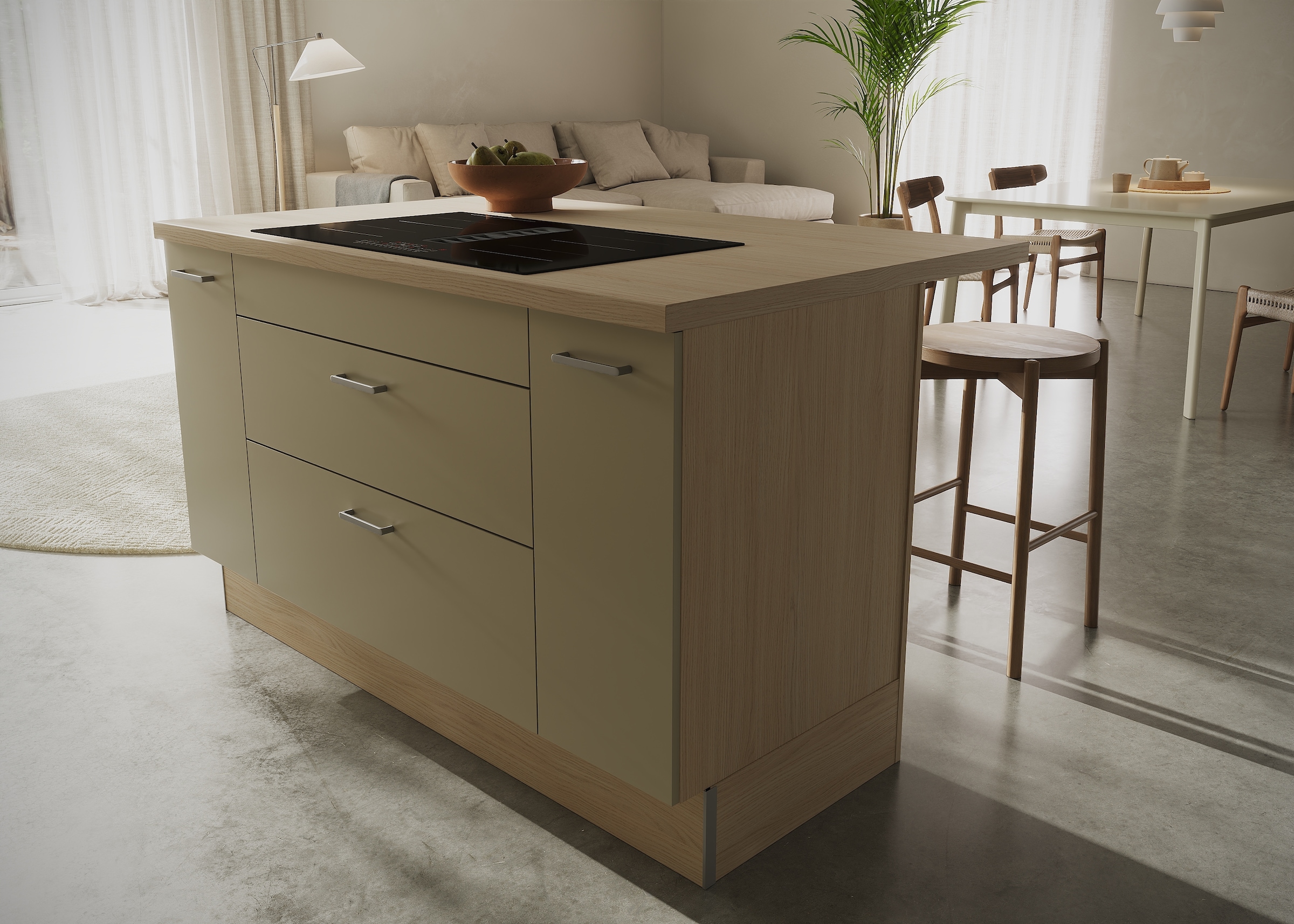 KOCHSTATION Ilot de cuisine »KS-Lucy« Breite 151 cm, Vollauszüge, wahlweise mit Kochfeld mit Muldenlüfter
