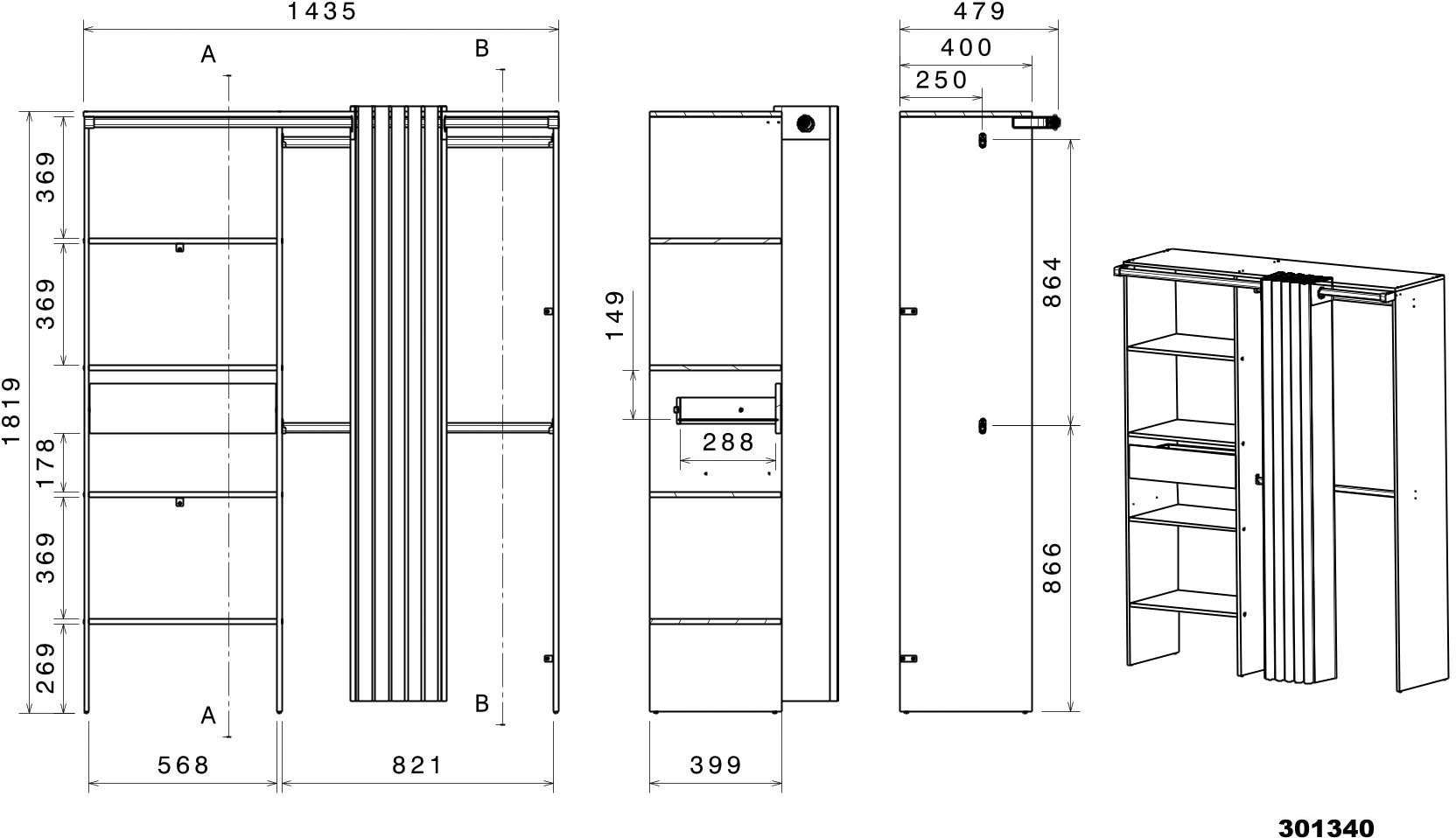 Parisot Armoire multi-usages »Parisot Bari 1« Packung, 1 cuis tlg.