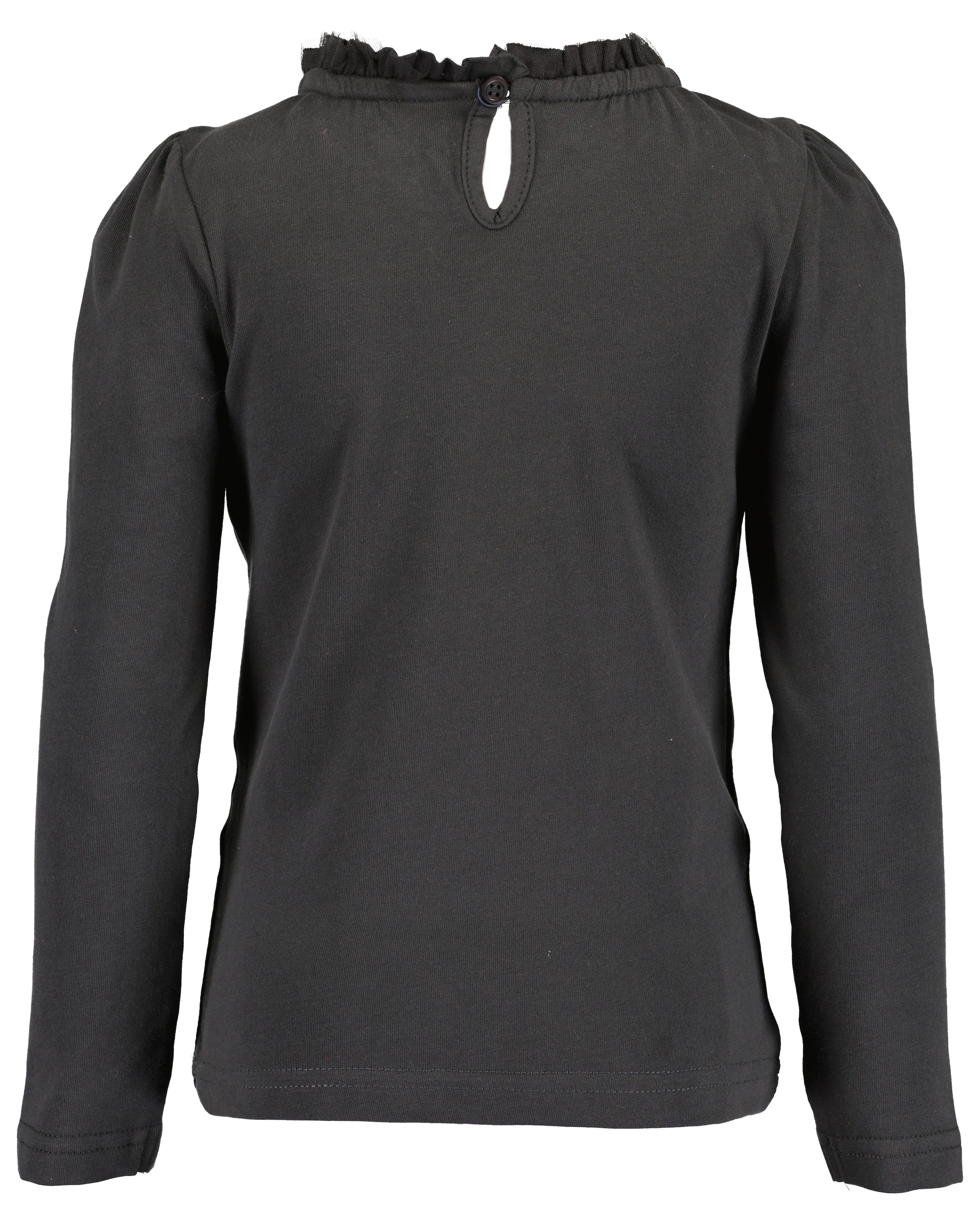 Blue Seven Langarmshirt mit schmalem Tüll-Stehkragen und dezent geraffte Puffärmel