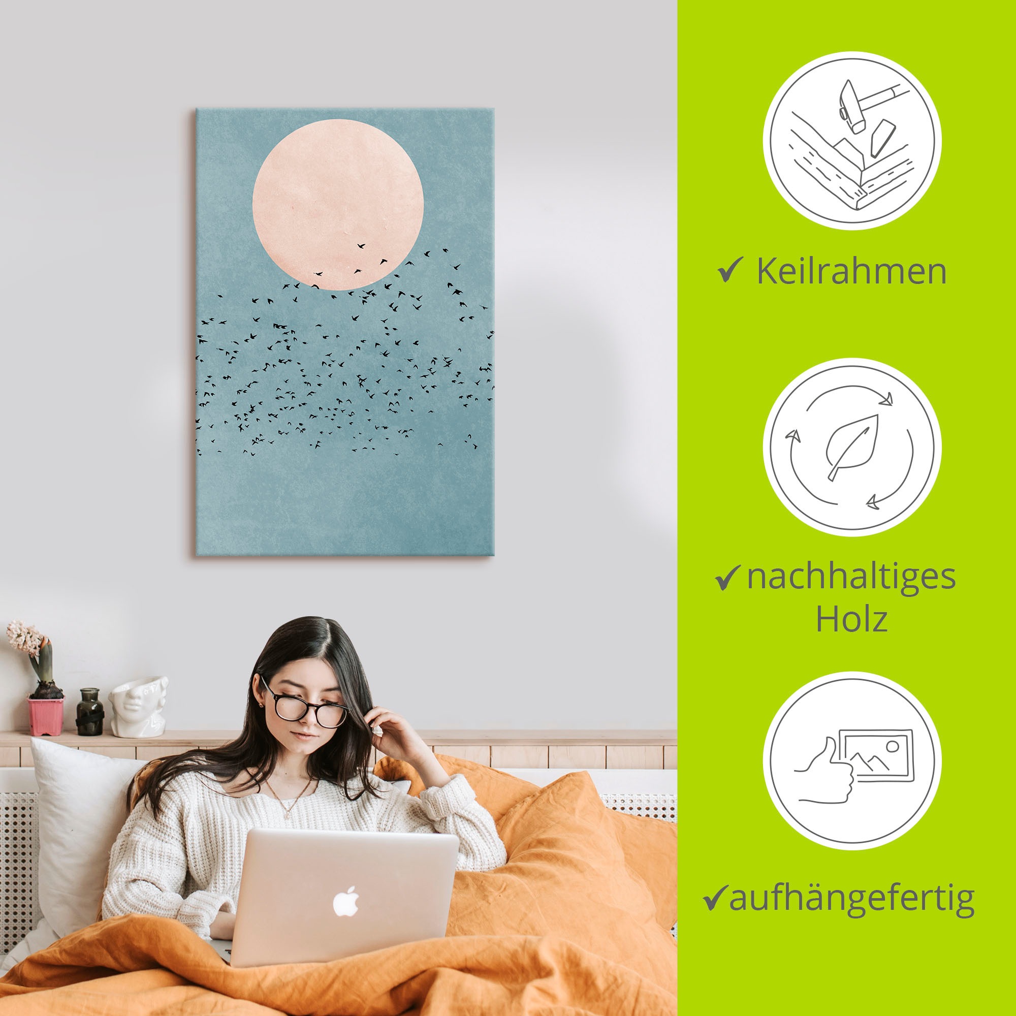 Artland Leinwandbild »Wegfliegen« Himmelsbilder 1 Stk. tlg. auf Holzrahmen gespannt