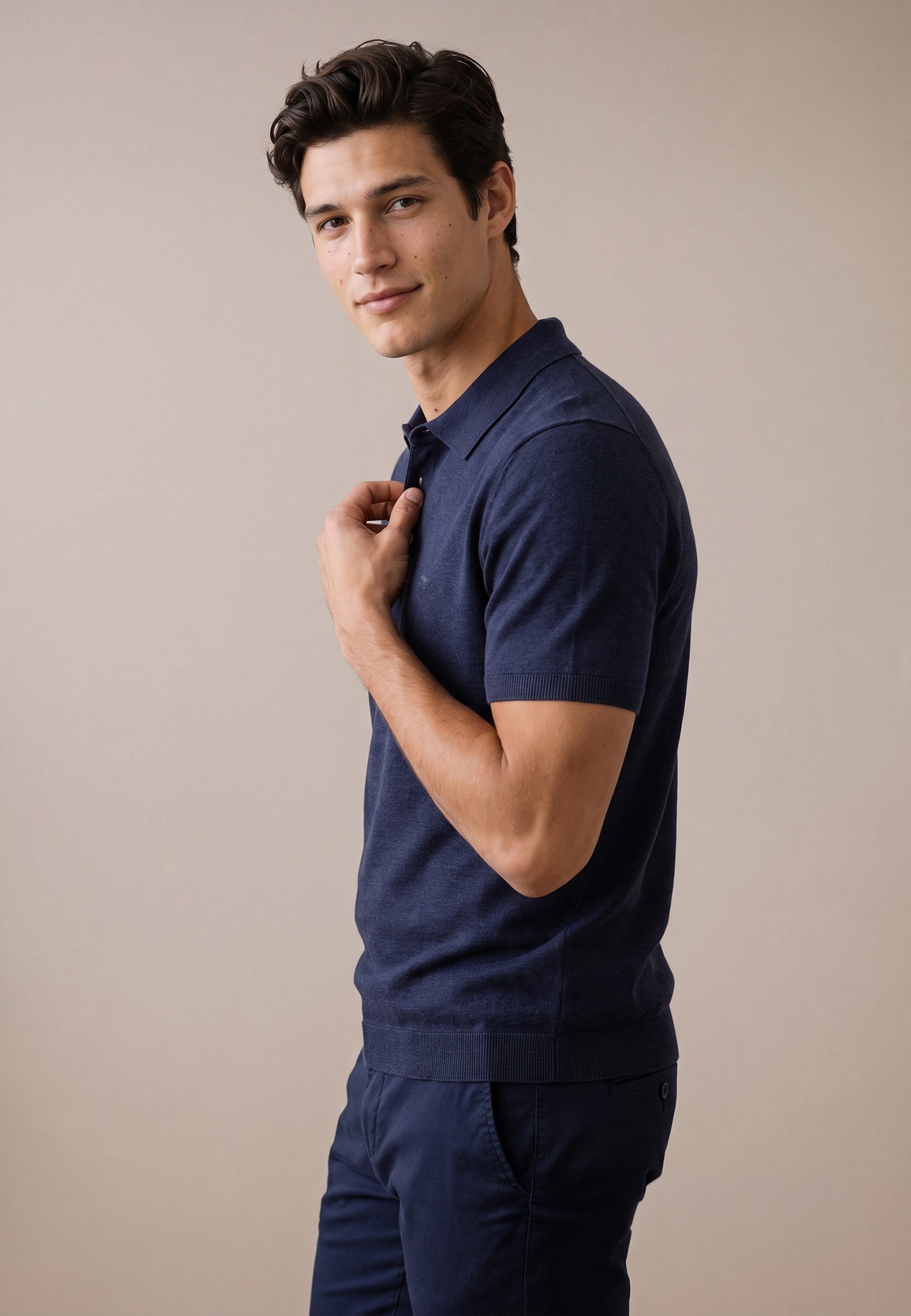 FYNCH-HATTON Pull à col polo T-shirt d'été avec broderie