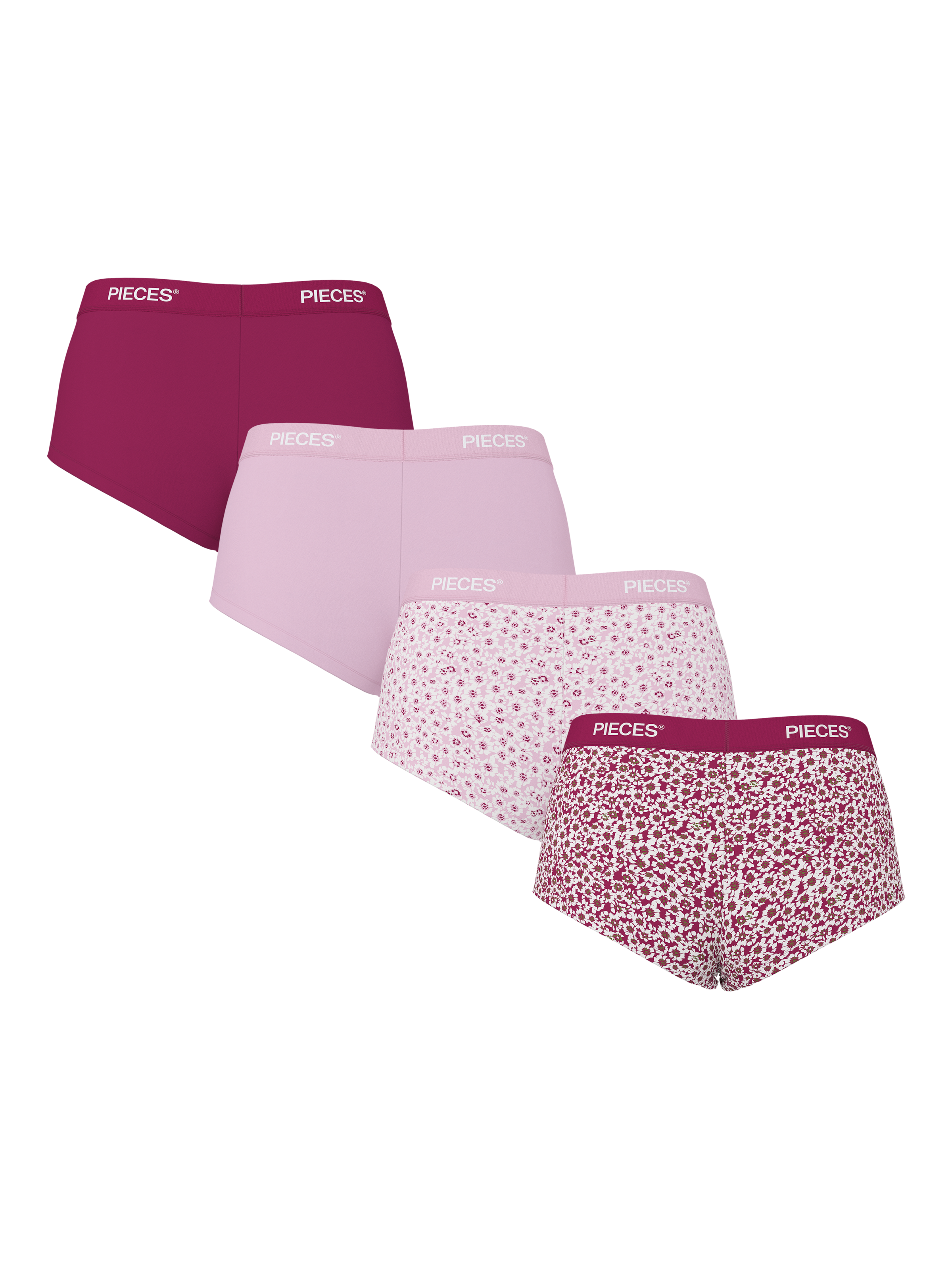 pieces Hipster »PCLOGO LADY 4 PACK AOP/SOLID NOOS BC« Packung, 4 Stk. Baumwollmischung