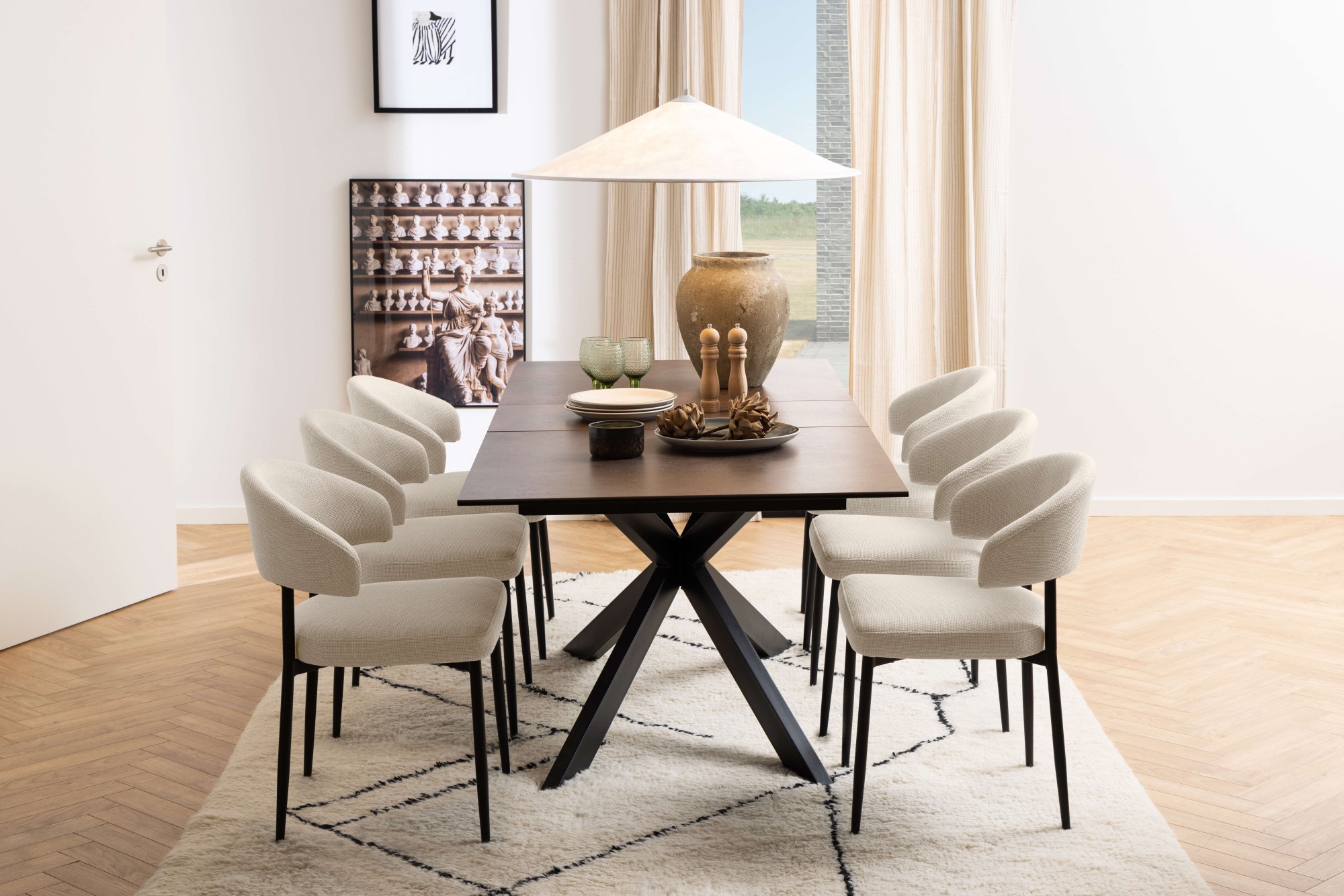 ACTONA GROUP Chaise de salle à manger »Edina 2er Set, Stoff - bequem & stilvoll, mehrere Farben, moderne« () rembourré, revêtement doux & grand confort d’assise, pieds en acier noir