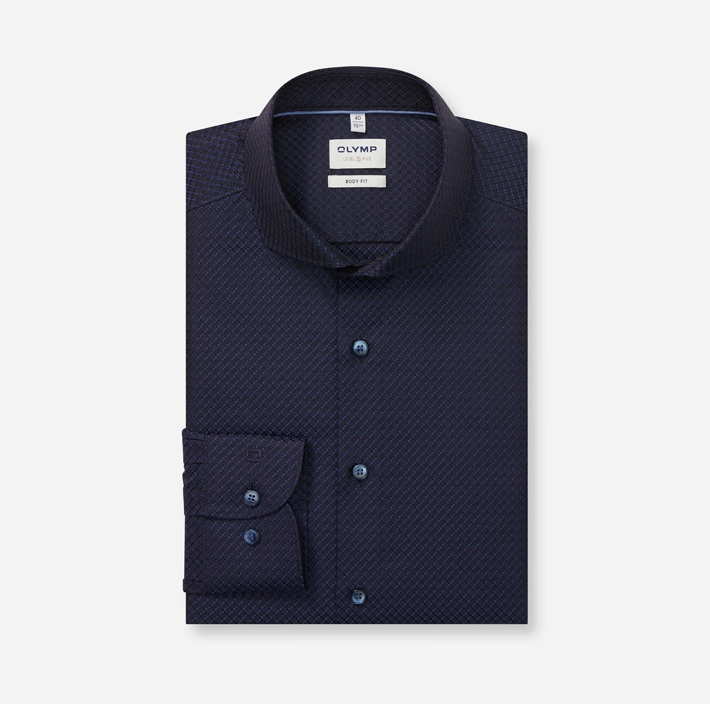OLYMP Langarmhemd »Level 5« Businesshemd, body fit, mit feiner Struktur, Haifischkragen
