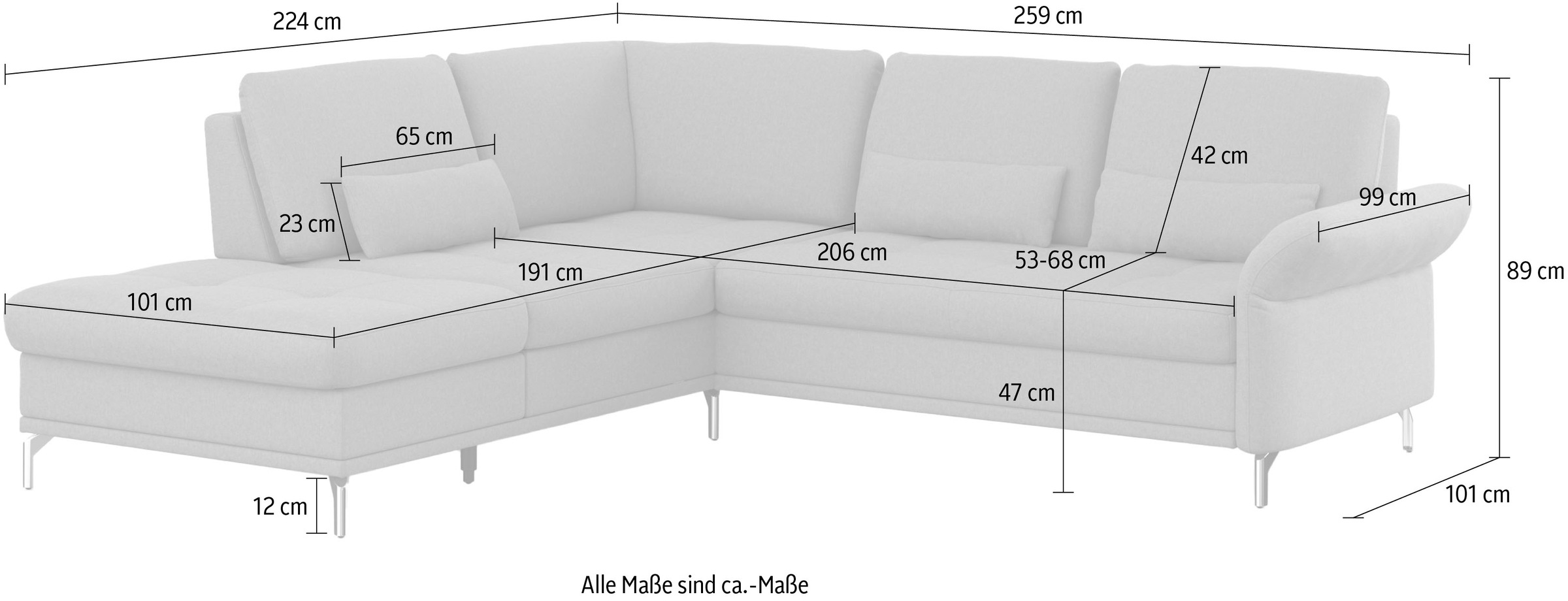 INOSIGN Ecksofa »Palm Beach L-Form« Federkern, mit Sitztiefenverstellung, wahlweise mit Bettfunktion