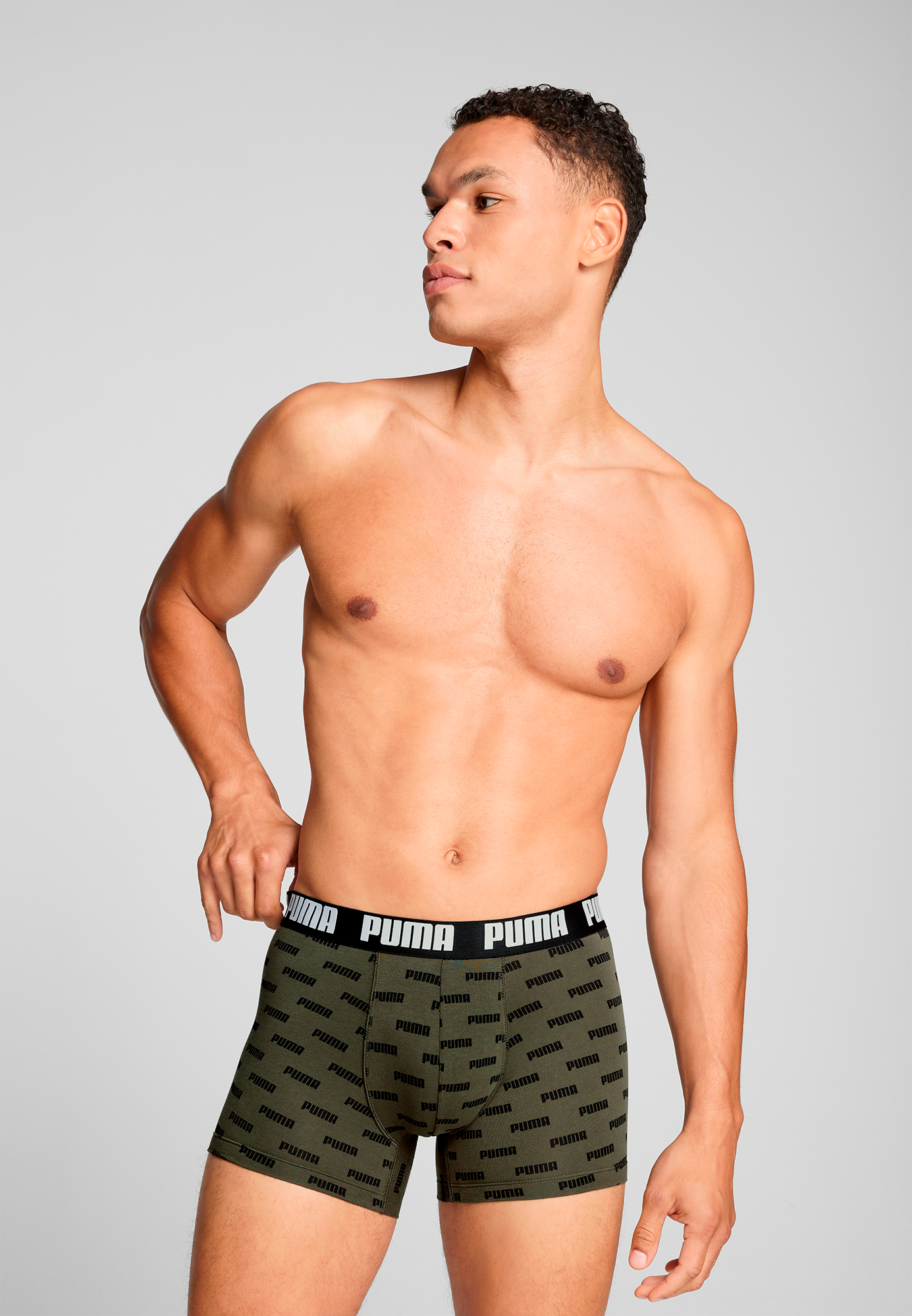 PUMA Boxershorts »PUMA MEN EVERYDAY LOGO PRINT BOXERS 2P« Packung, 2er Pack,  1x uni und 1x allover Logodruck