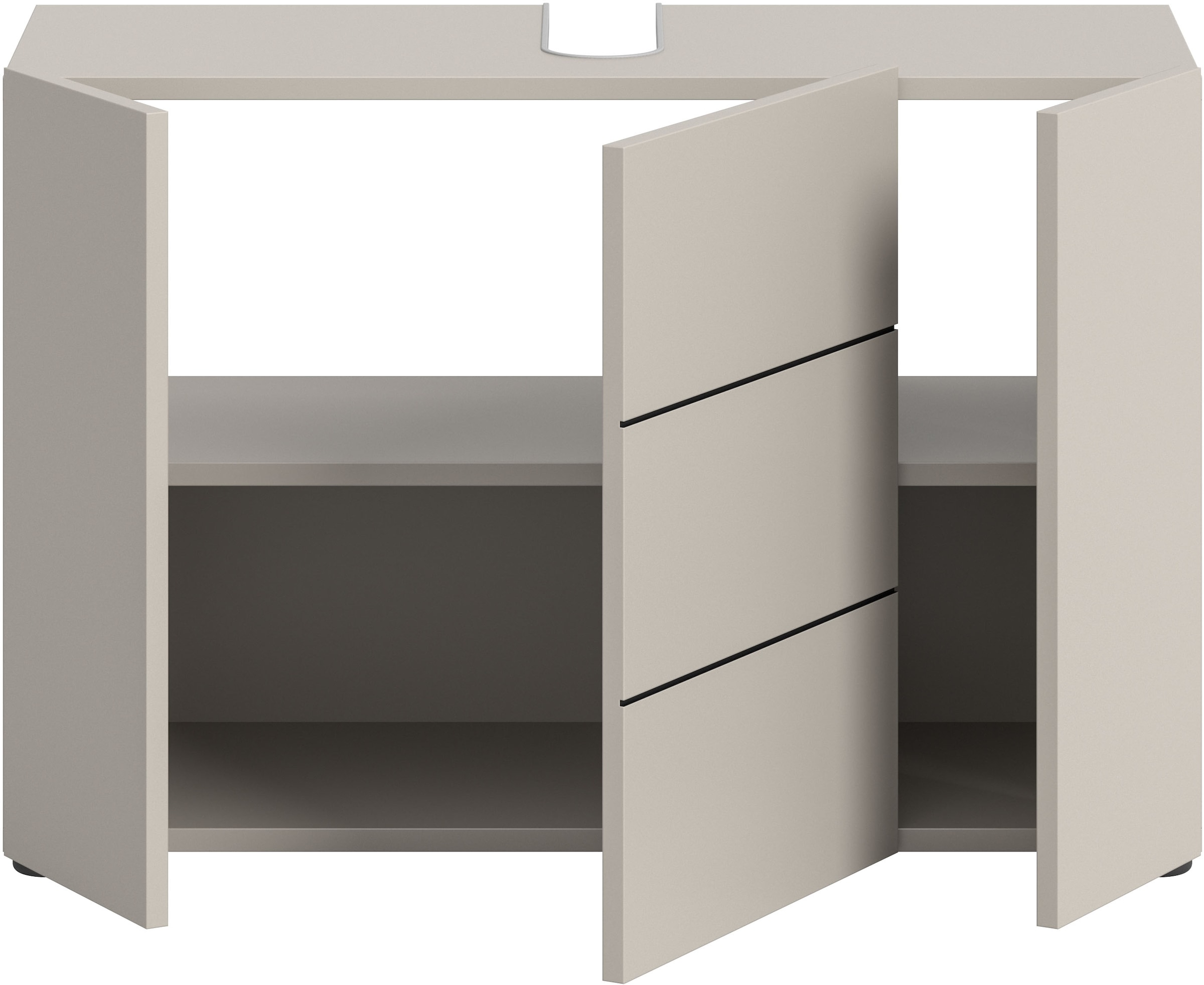 welltime Waschbeckenunterschrank »BIEL, Breite: 82 cm, 3 Türen, 4 Fächer, Siphonausschnitt« 1 Stk. tlg. Waschbeckenunterschrank, Unterschrank, WBU, Badezimmer, Bad