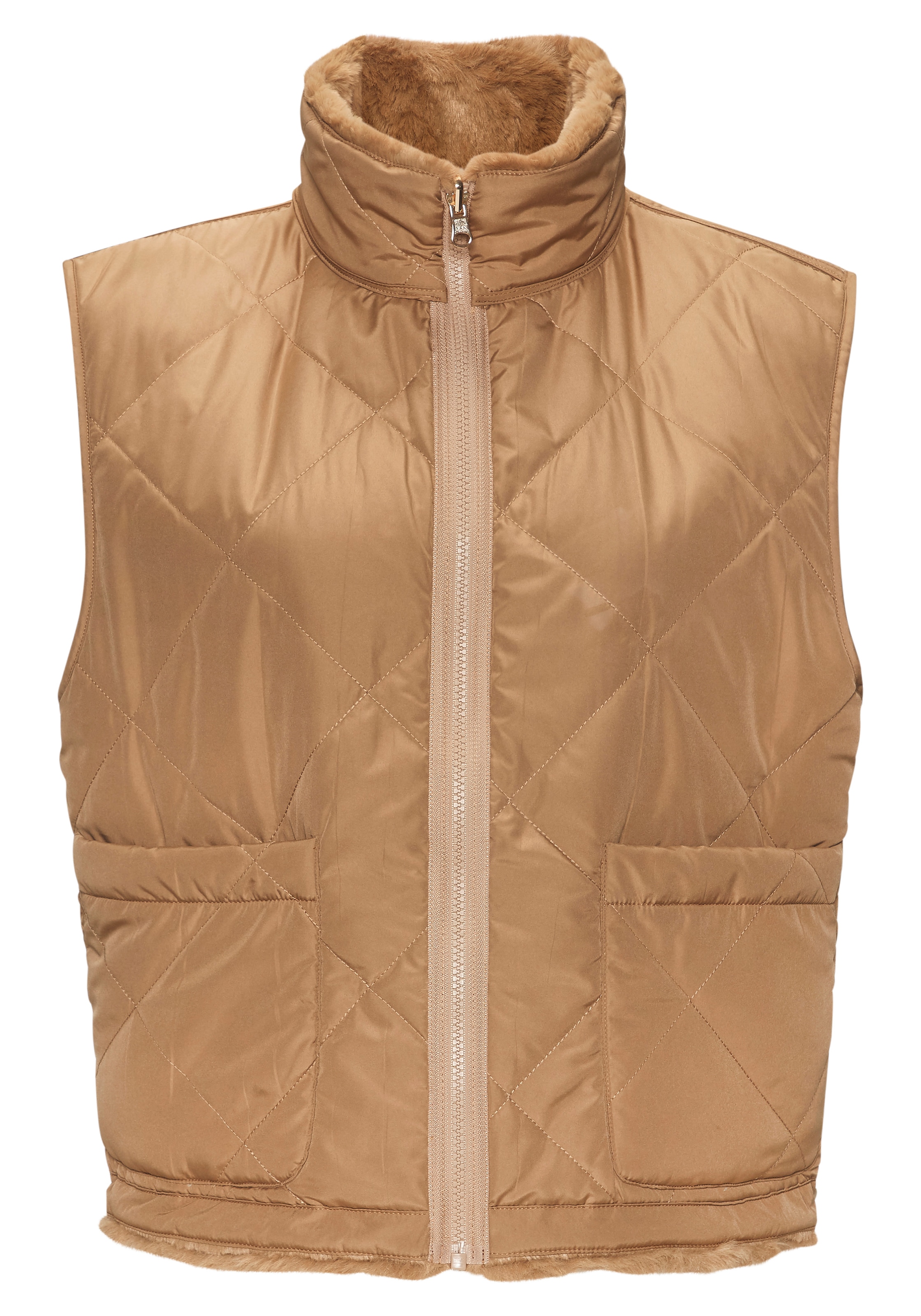 LASCANA Gilet réversible , wendbare Steppweste mit flauschigem Fellimitat