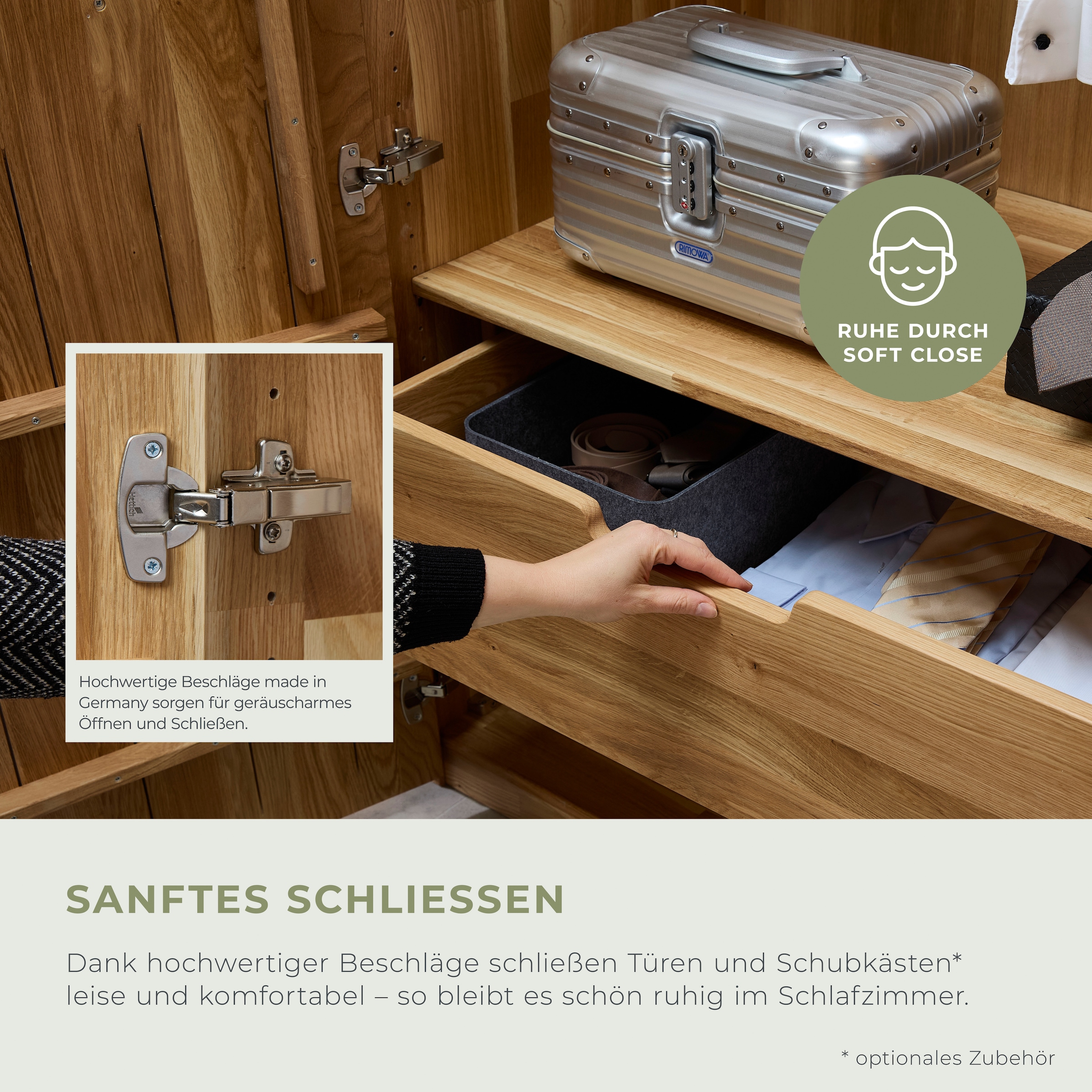 Home affaire Kleiderschrank »Ambroise, aus Wildeiche, inkl. Passepartout« Massivholz-Kleiderschrank, im 50 cm Raster planbar