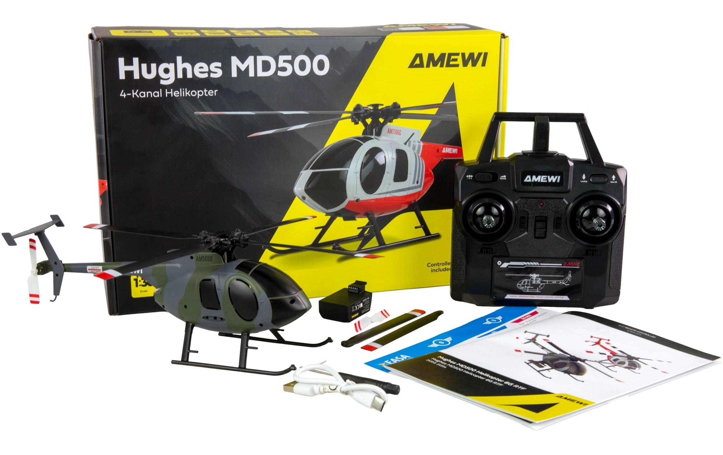 Amewi RC-Helikopter »Helikopter Hughes MD500 Militär 4-Kanal 6G RTF«