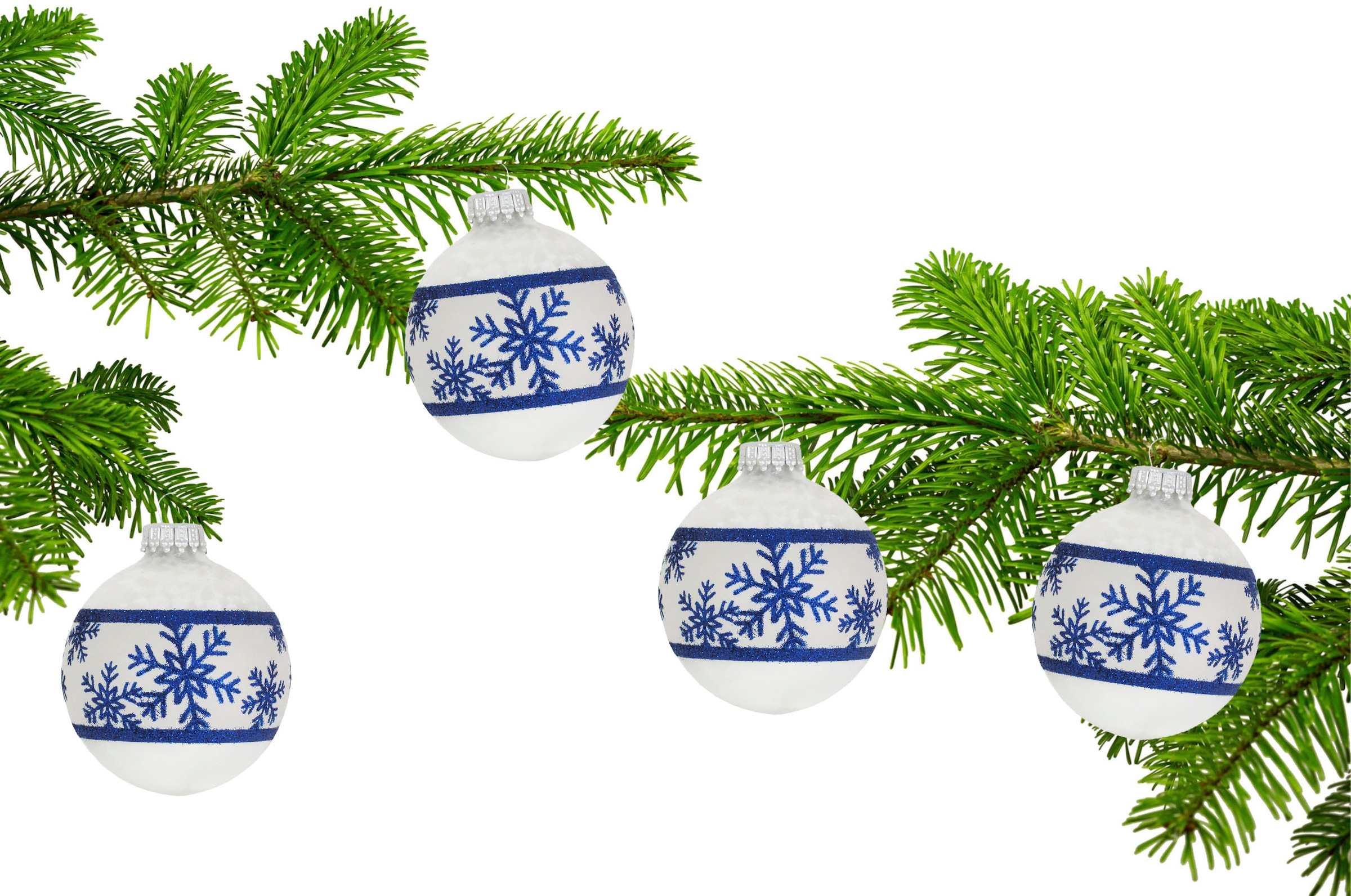 Krebs Glas Lauscha Weihnachtsbaumkugel »Schneeflockenband« Weihnachtsdeko, Christbaumschmuck, Christbaumkugeln aus Glas