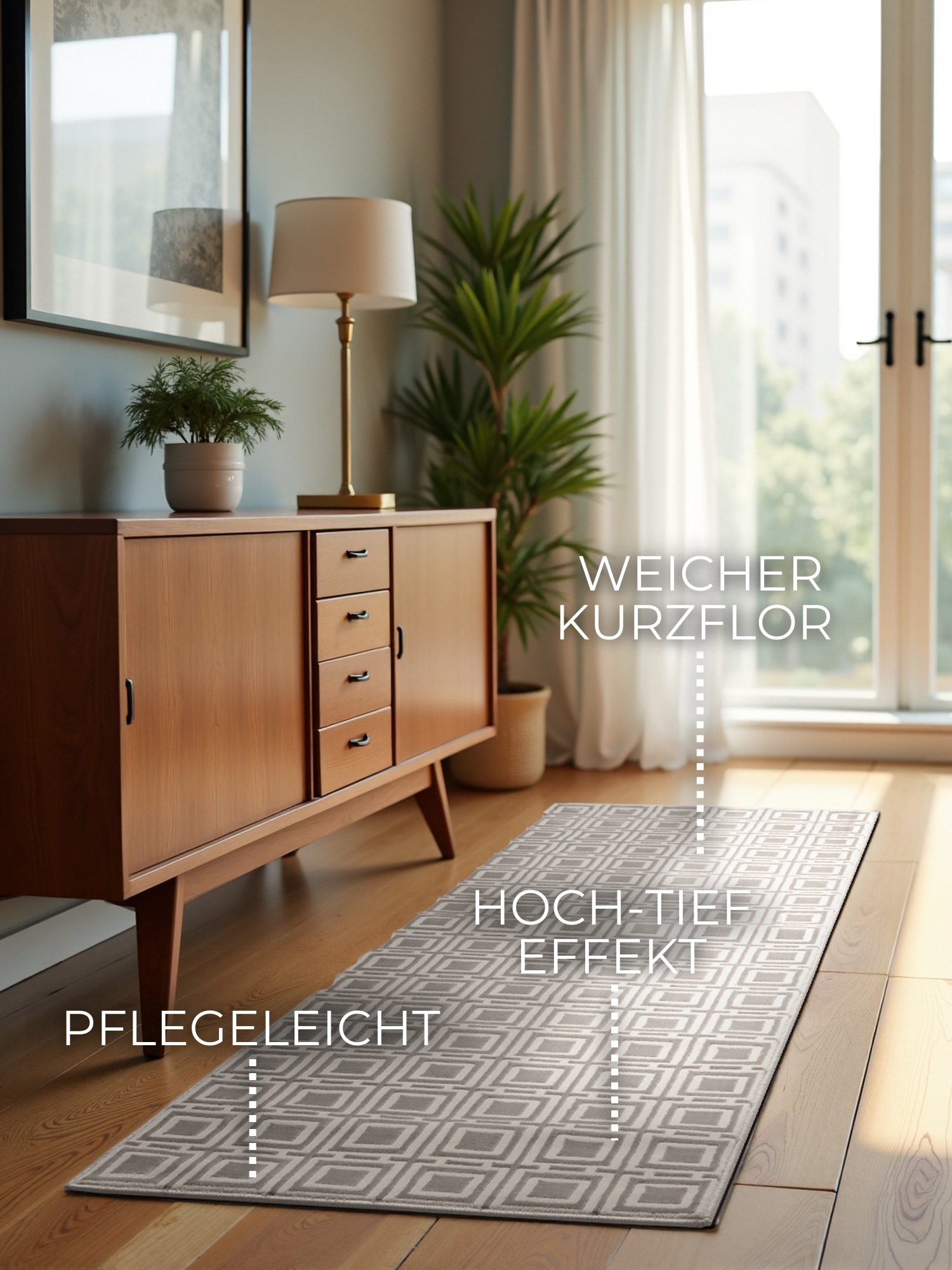 ELLE DECORATION Designteppich »Howlite« rechteckig 9 mm Höhe Wohnzimmer, Schlafzimmer, Läufer, Hoch-Tief Effekt, Flur, Glanz