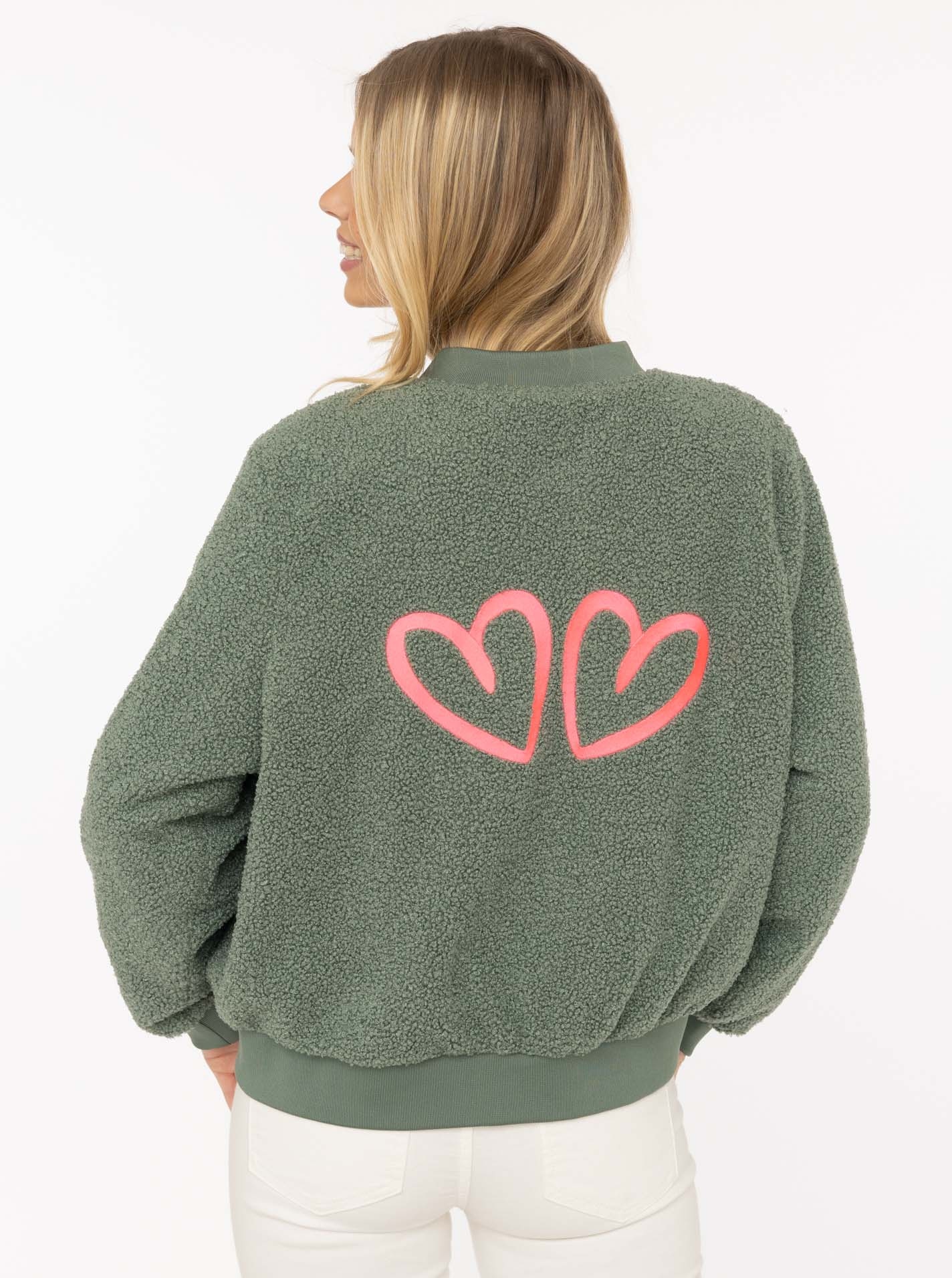 Zwillingsherz Bomberjacke »"Good Vibes"« ohne Kapuze grosse Herzen auf dem Rücken