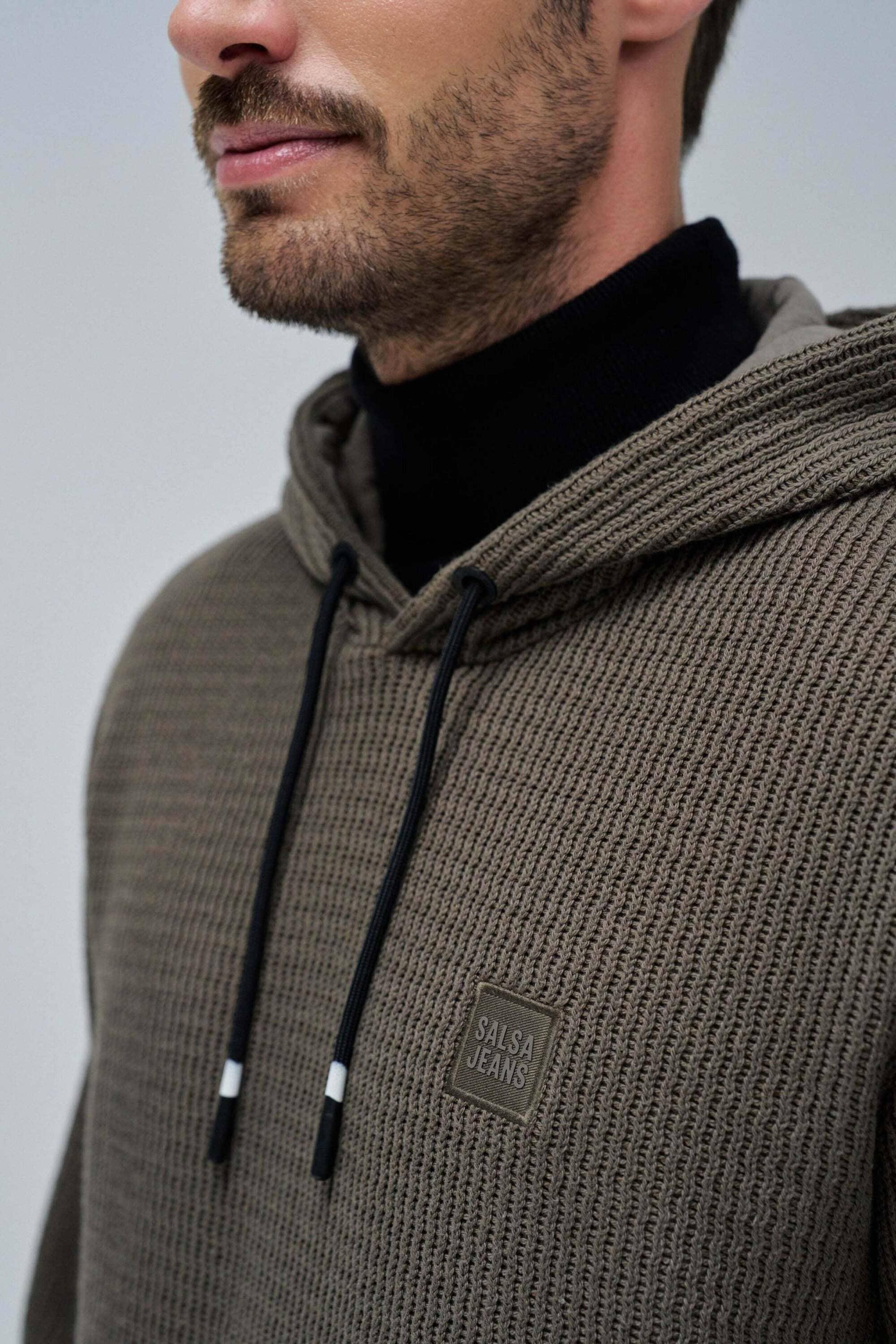 Salsa Kapuzenpullover »Salsa Jeans Kapuzenpullover Textured Hoodie W/ Logo Patch«