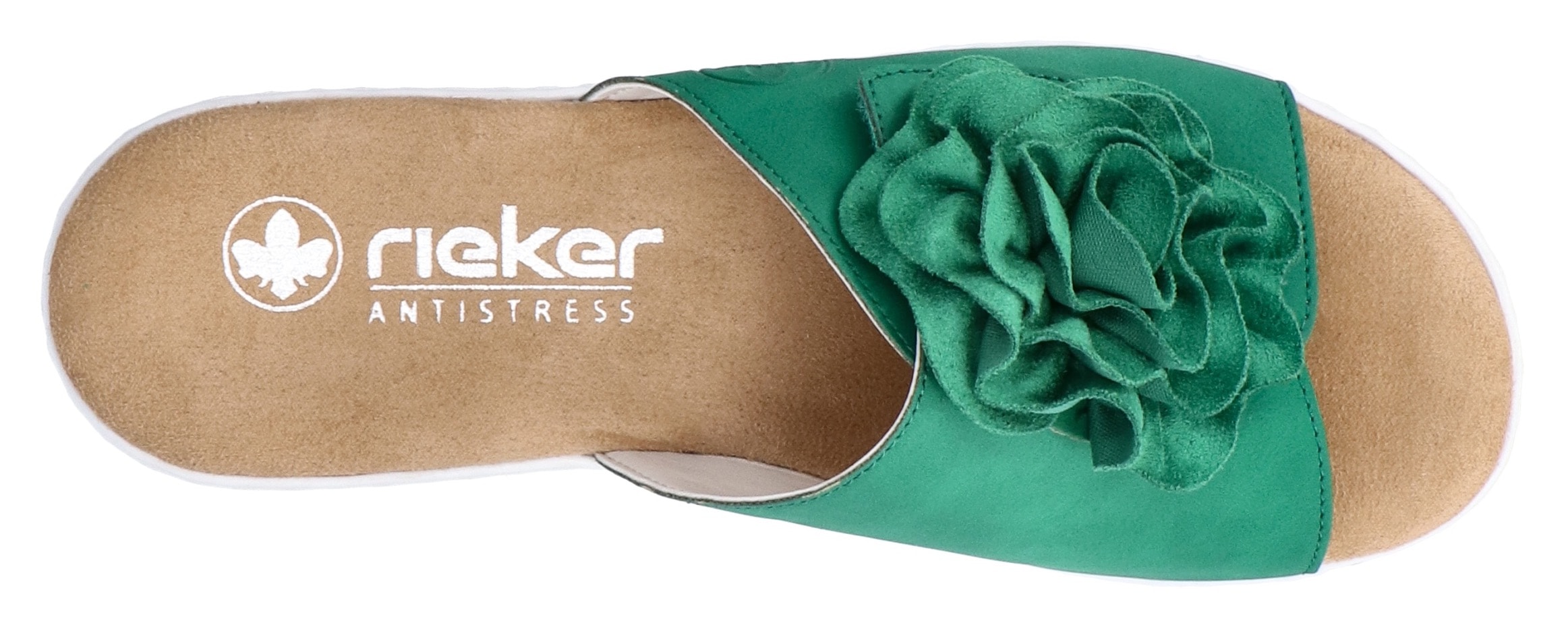 Rieker Pantolette  , Sommerschuh, Poolslide, Strandschuh, Keilabsatz, mit Klettverschluss