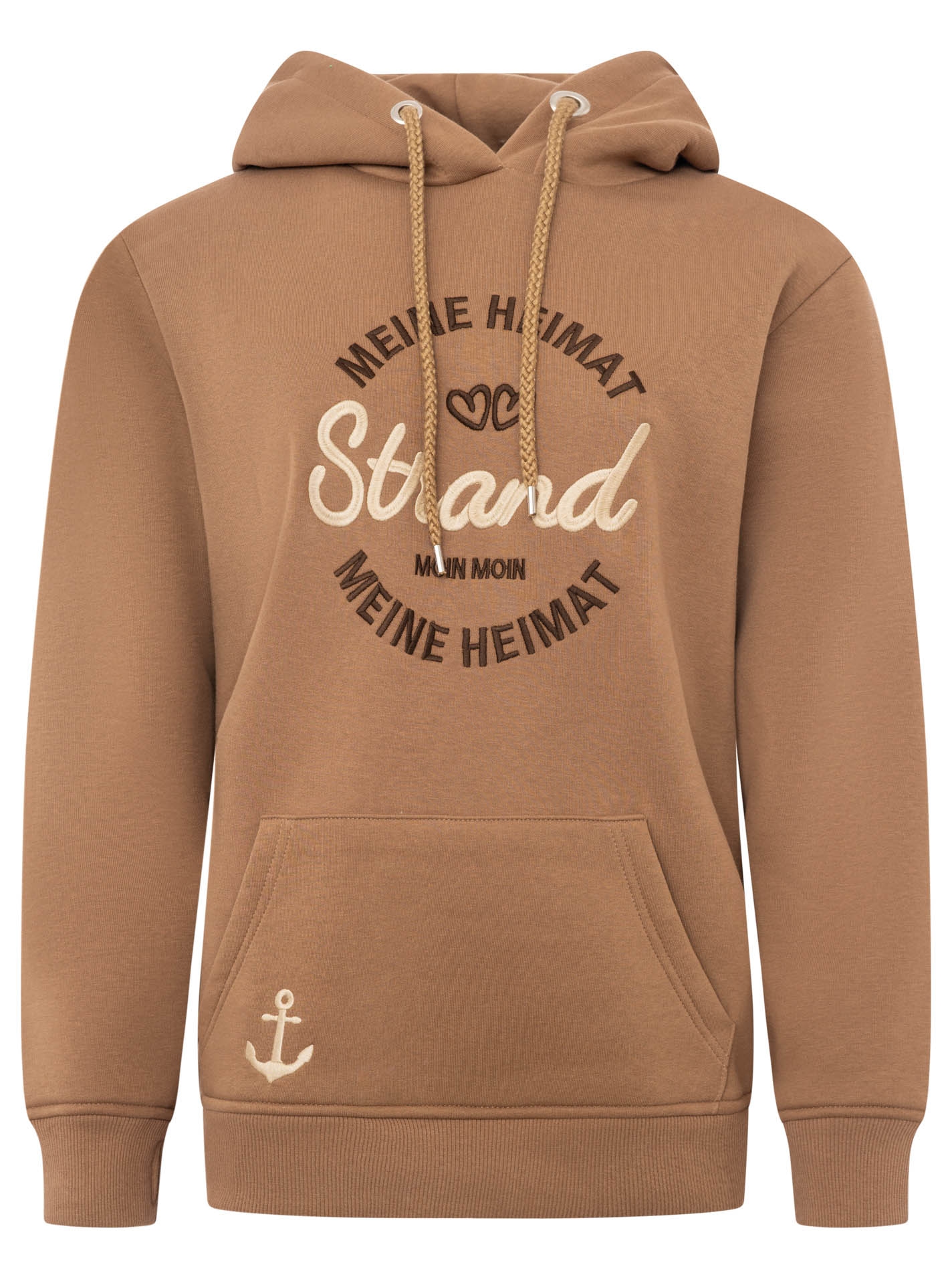 Zwillingsherz Hoodie »"Meine Heimat"«, mit aufgesticktem "Strand"-Schriftzug vorne und hinten
