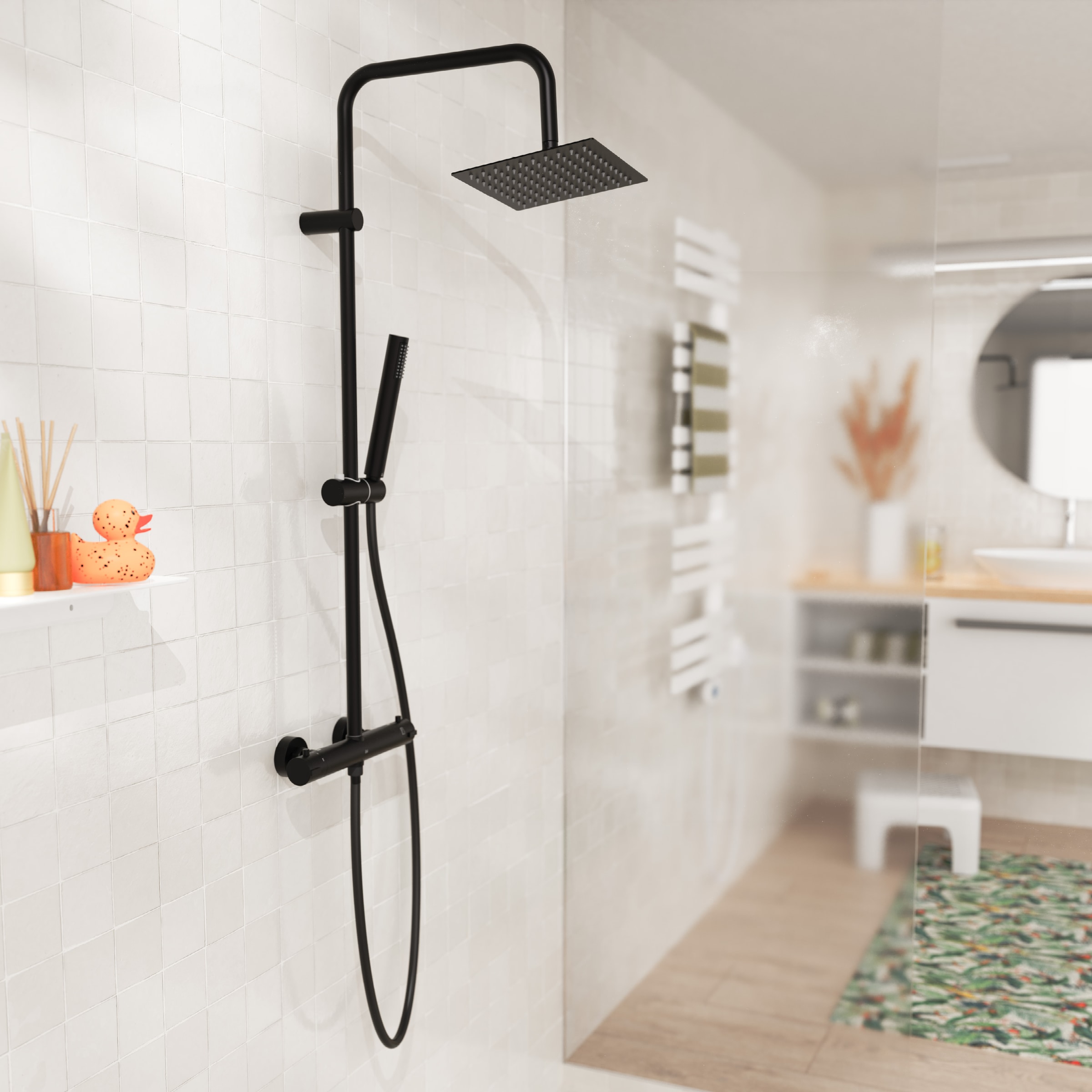Eisl Brausegarnitur »SHOWERSTAR« Komplett-Set,  Regendusche 20x20cm, Umsteller, Antikalk, Höhenverstellbar, Thermostat