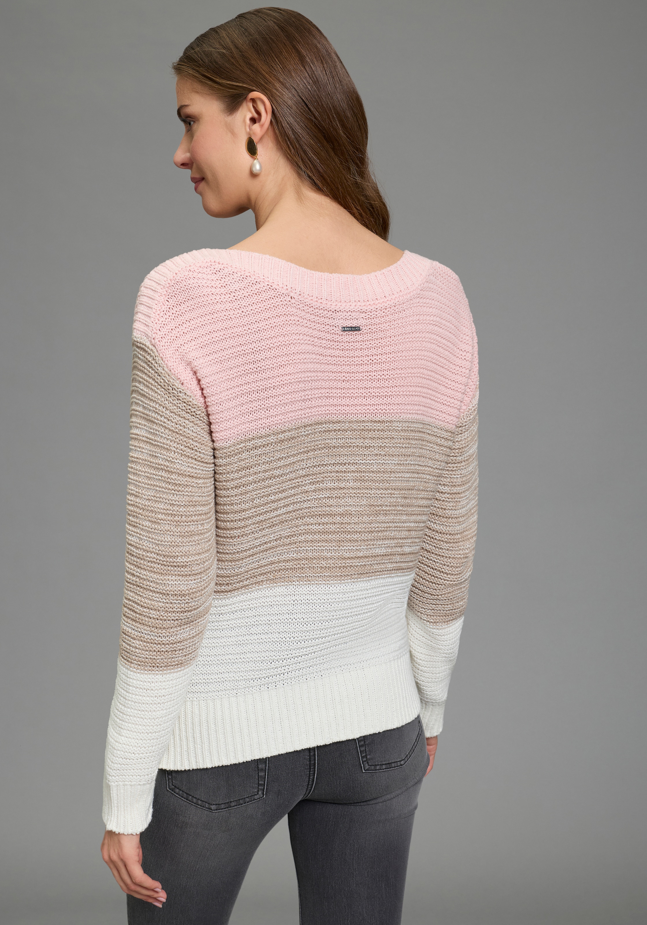 Laura Scott Pull à rayures leichter Übergangspullover mit Strukturstrick