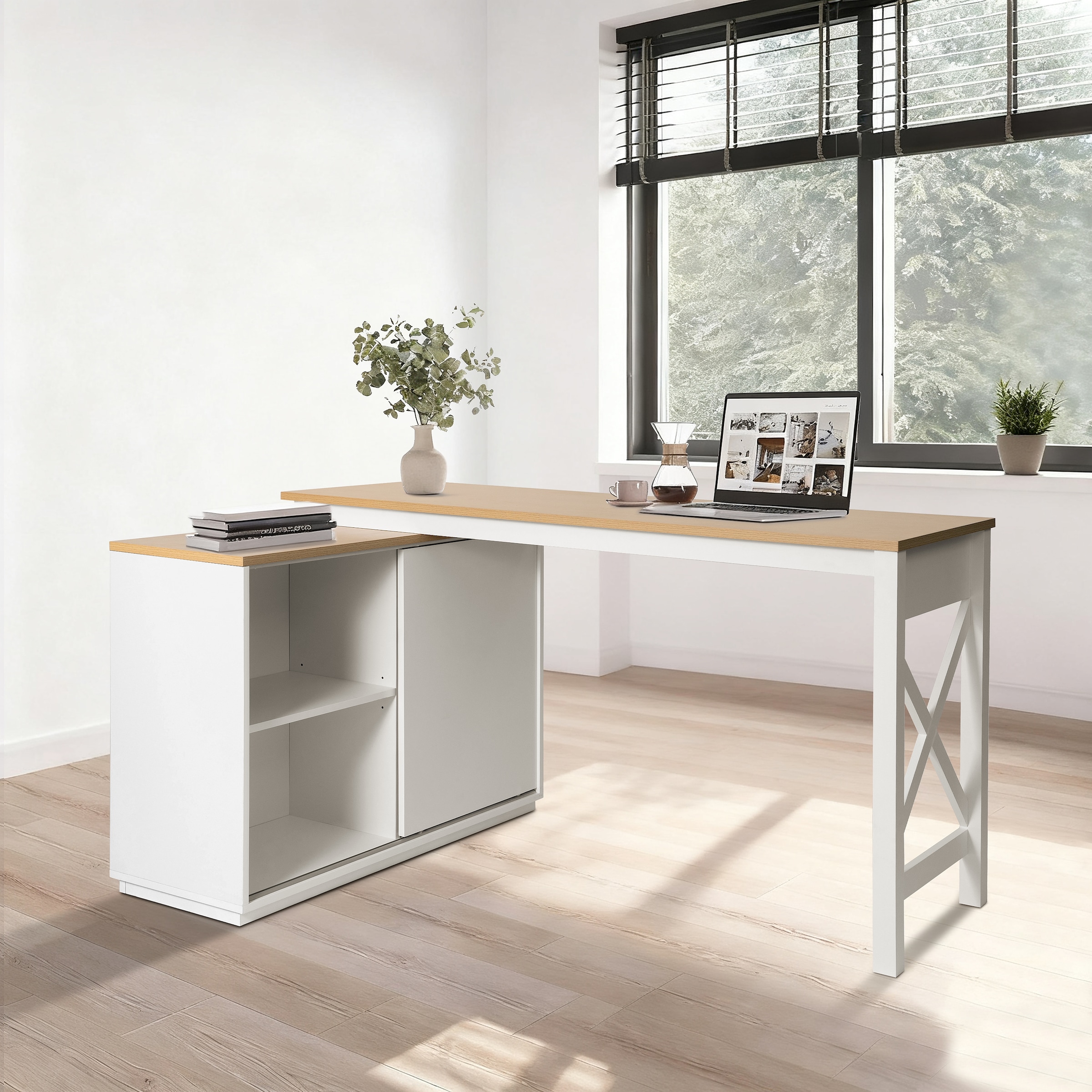 GOODproduct Bureau d'angle »SILBA« viel Stauraum, mit Schiebetür, Breite: 100 cm