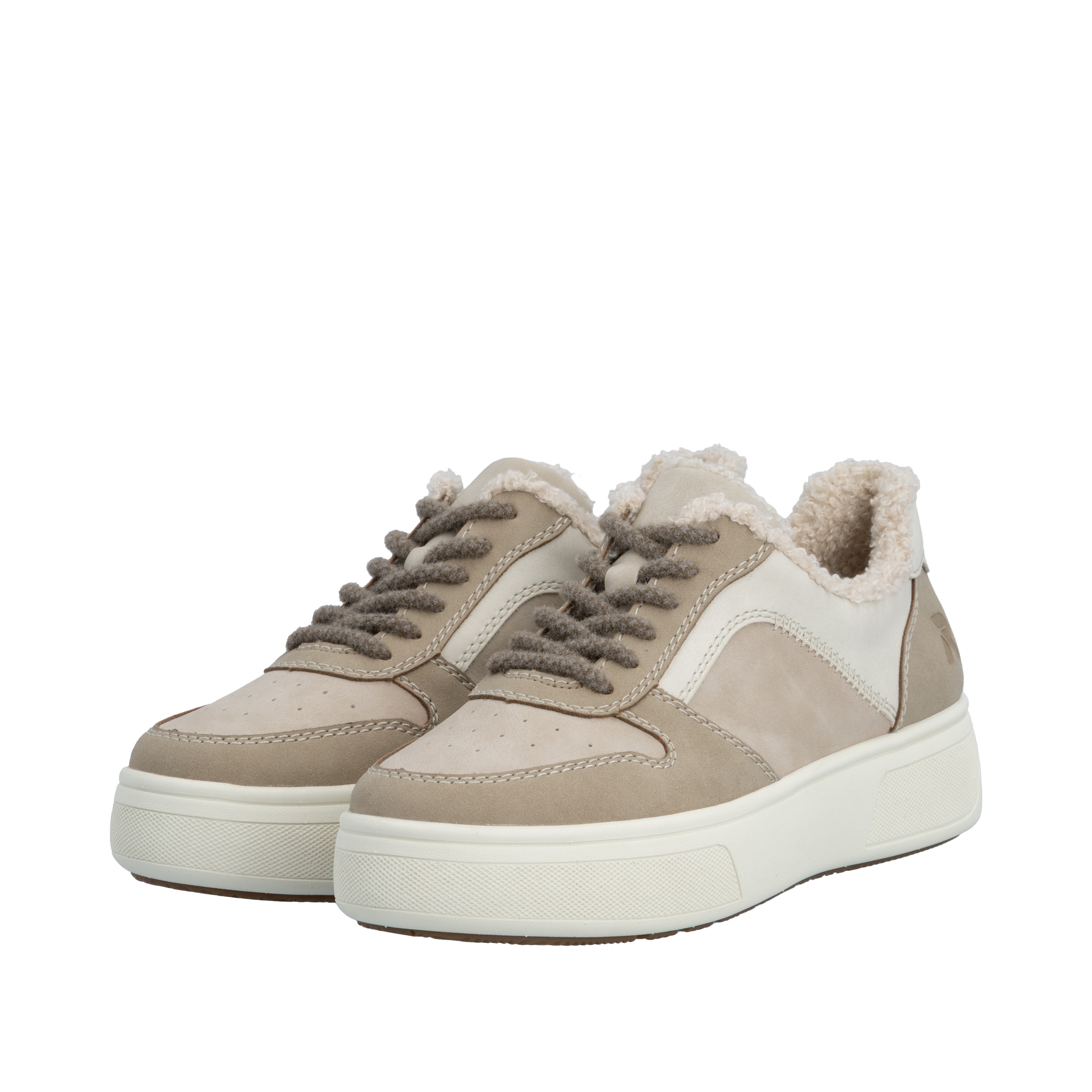 Rieker Baskets à plateforme  sneakers rétro, chaussure à lacets, chaussure basse avec doublure en teddy