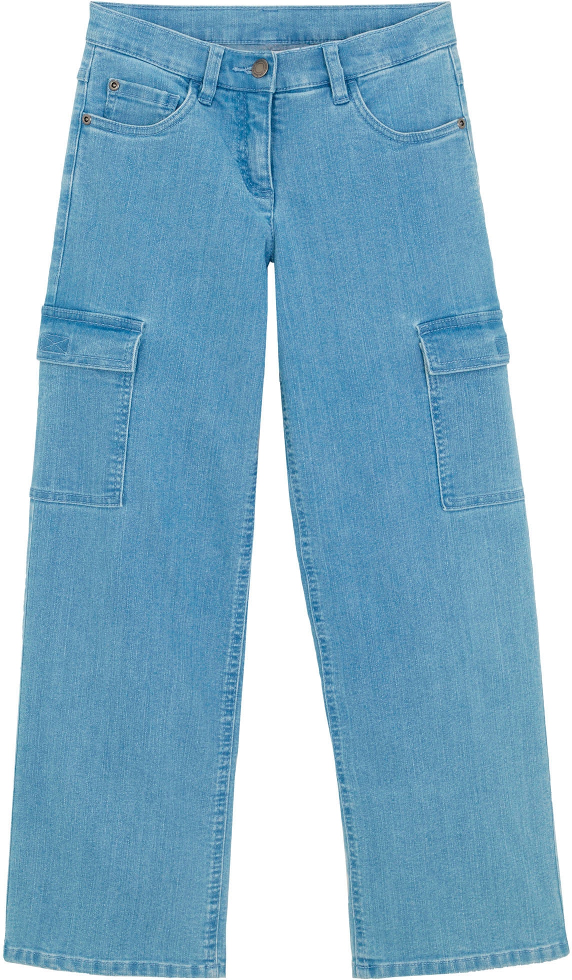 bonprix Jeans cargo »Weite Cargo-Jeans Mid Waist« Loose Fit, Mid Waist, mit aufgesetzten Taschen