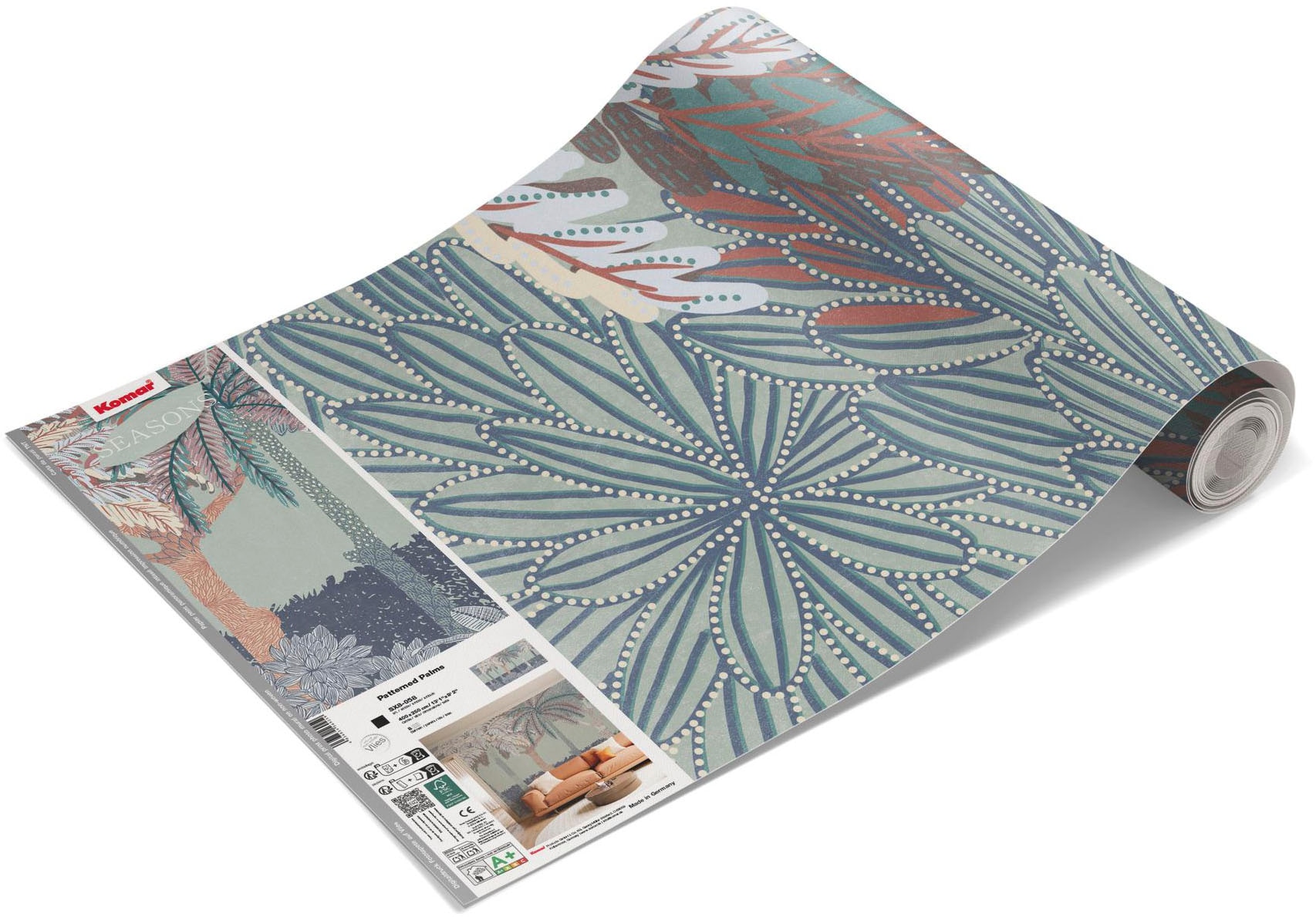 Komar Papier peint photo »Vlies Fototapete - Patterned Palms - Grösse 400 x 250 cm« Motif | imprimé lisse