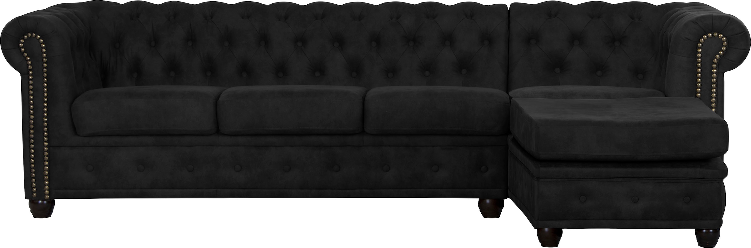 Home affaire Canapé Chesterfield »Rysum L-Form« Chesterfield-Optik mit Ottomanen-Abschluss