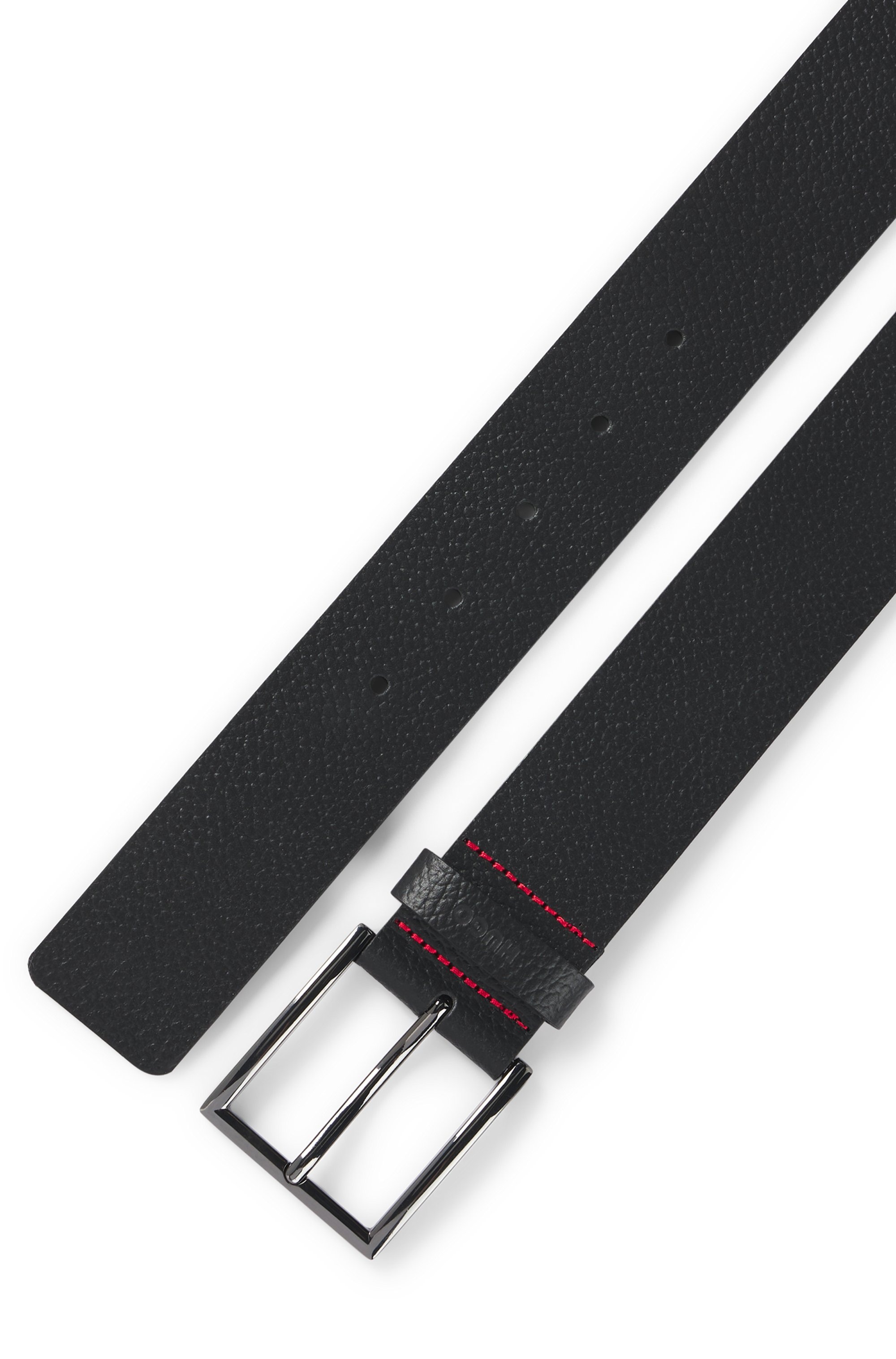 HUGO Ceinture en cuir »Giaspo-Gr Sz40 10« mit roter Kontrastnaht
