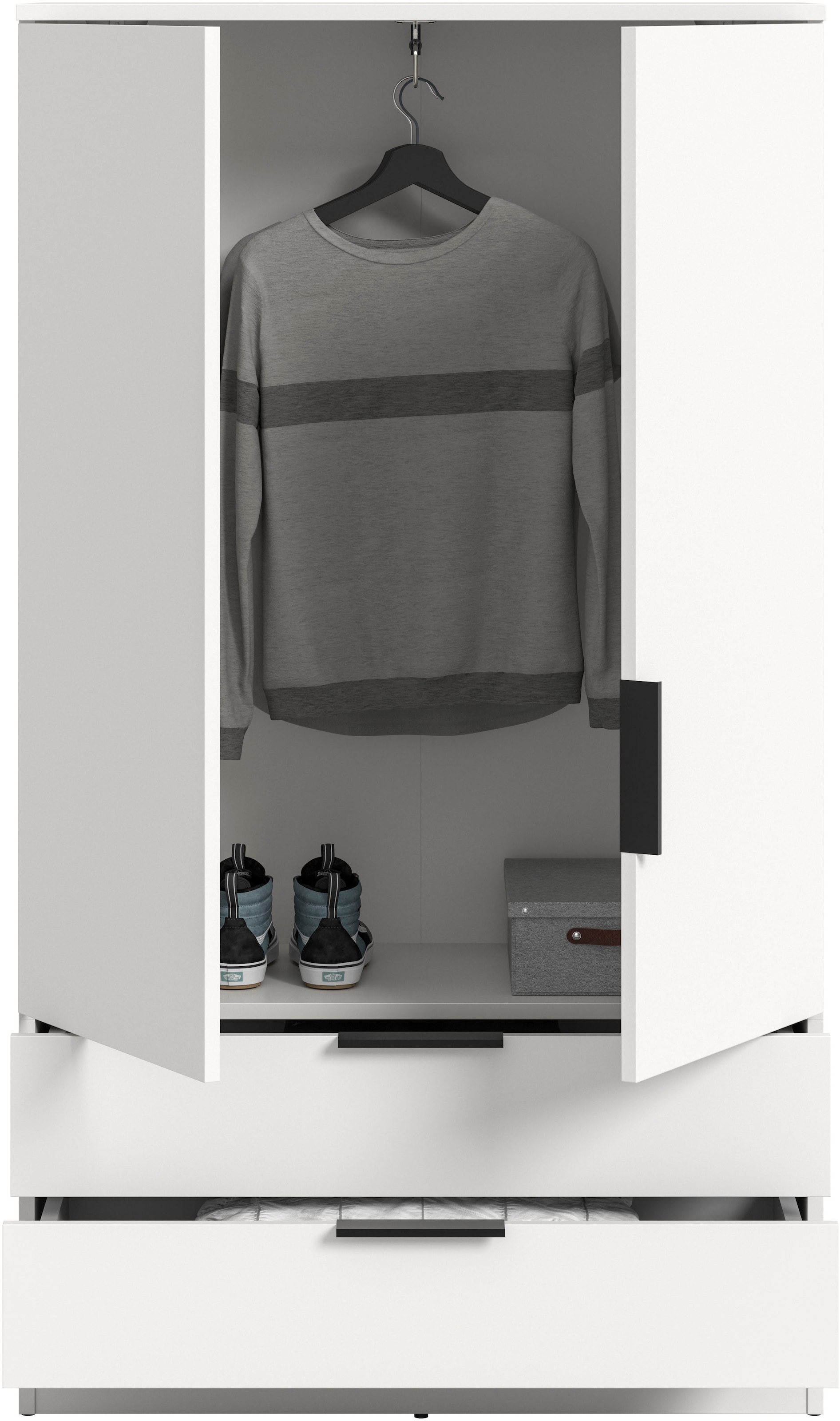 Home affaire Armoire à linge »SKARDE, TOPSELLER!, Kleiderschrank, Schlafzimmerschrank, Schrank« Höhe: 140 cm, 2 Türen, 2 Schubladen, 1 Kleiderstange, 1 cuis tlg. OTTO BESTSELLER, Garderobe, Universalschrank, Flurschrank, Schrank