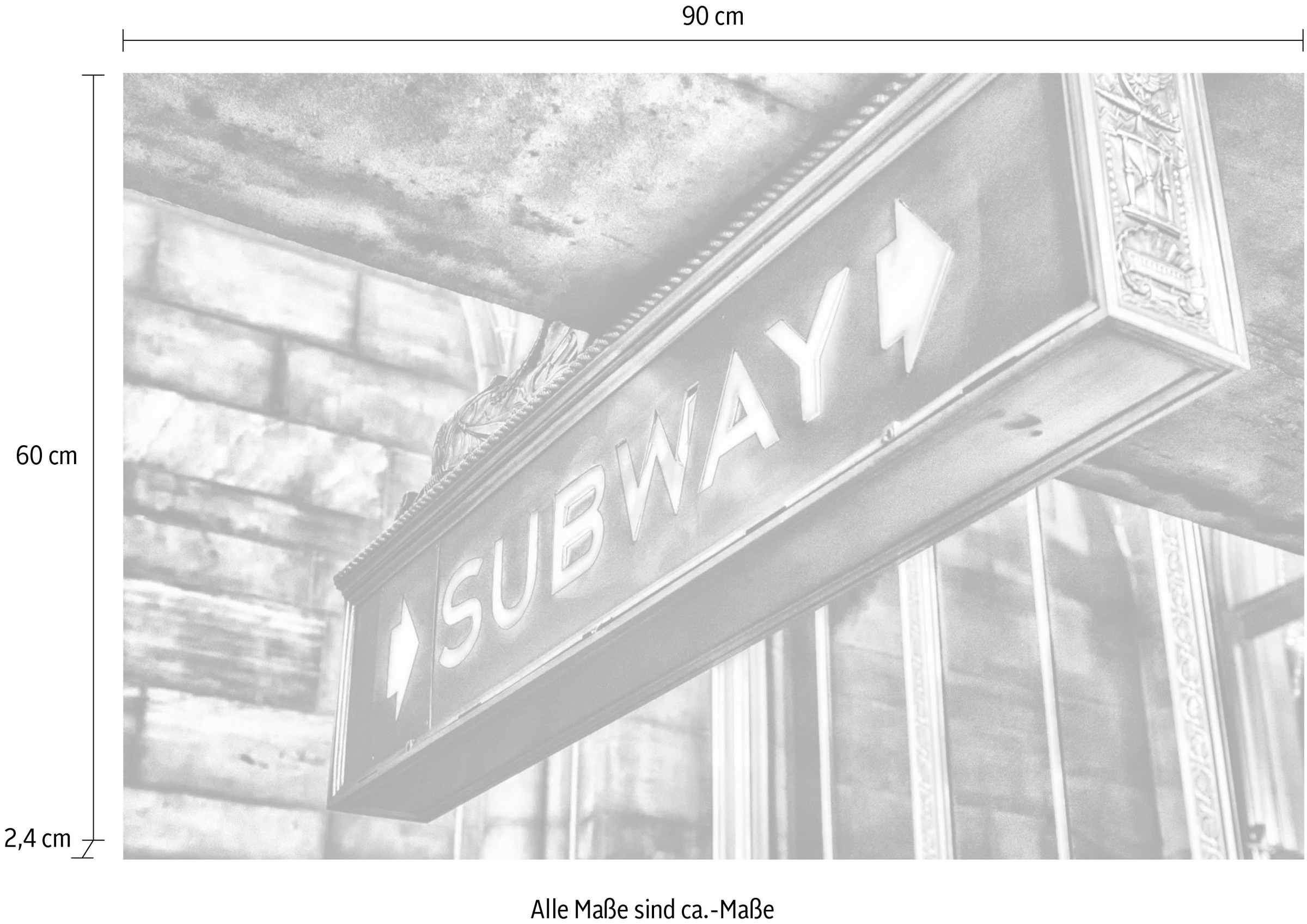 queence Tableau en verre acrylique »SUBWAY Schild« Fine Art-Print in Galeriequalität