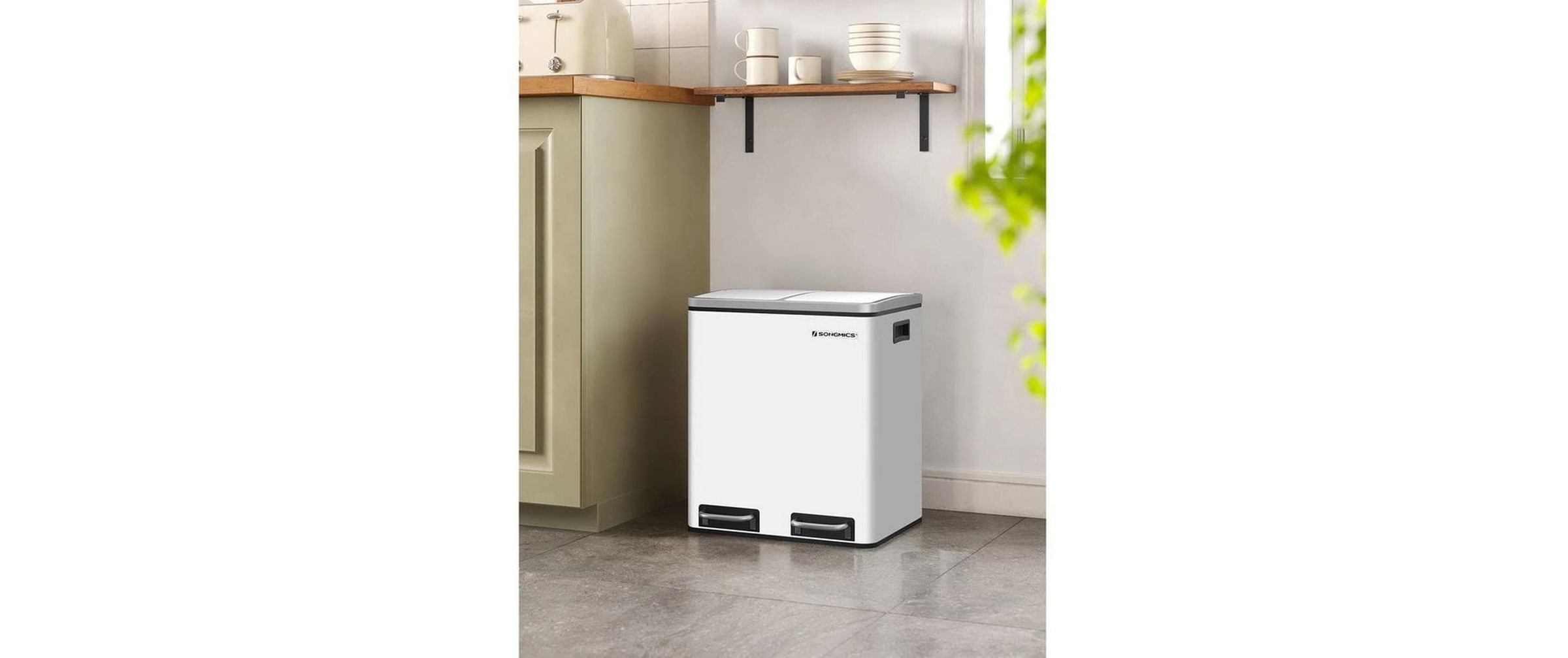 SONGMICS Mülleimer »mit Inneneimern und Griffen 2 x 15 l« Treteimer mit Geruchs- und Weichverschluss