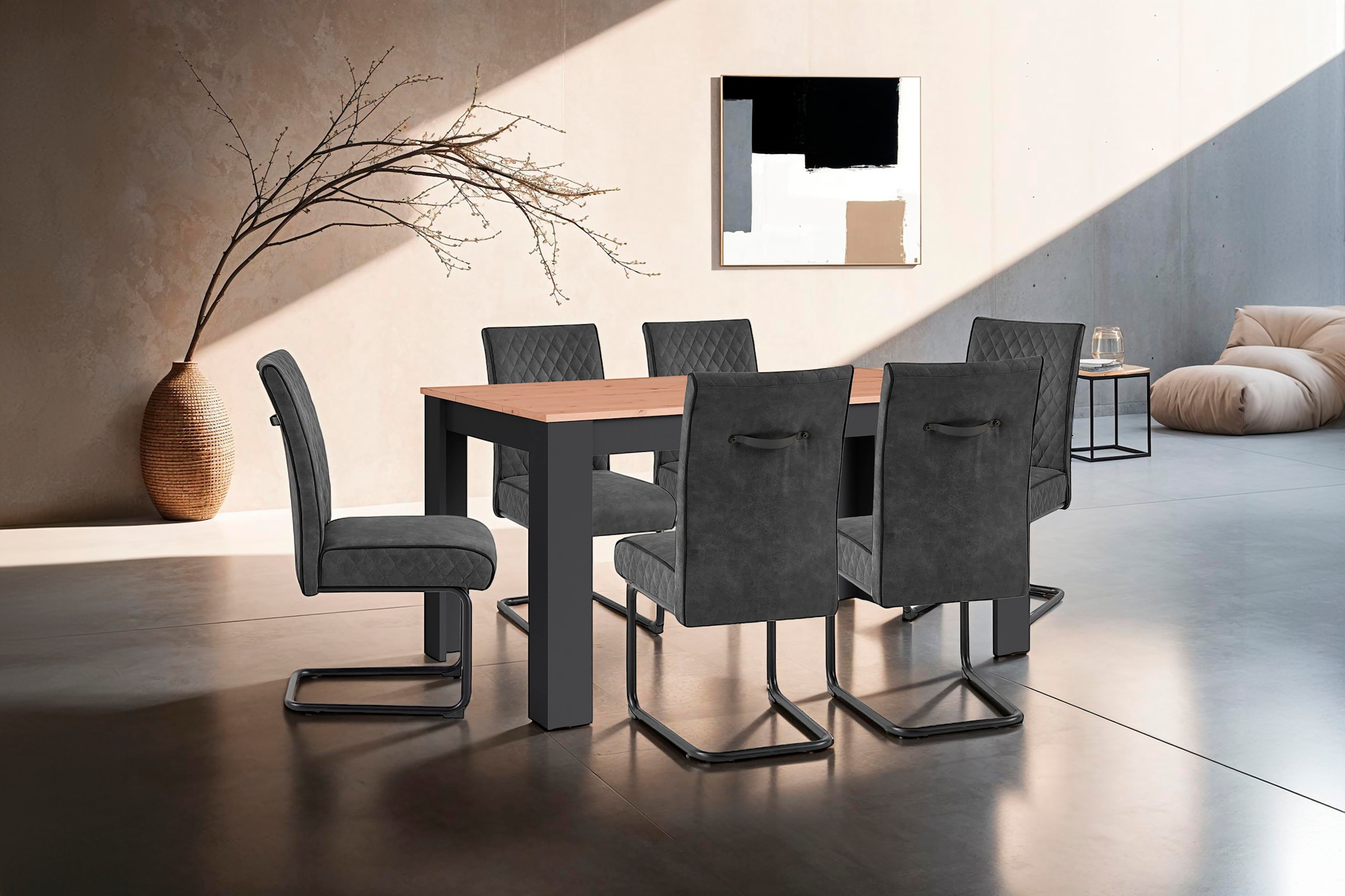 byLIVING Table de salle à manger »Nori« Küchentisch in Eicheoptik, Gestell wahlweise anthrazit oder weiss