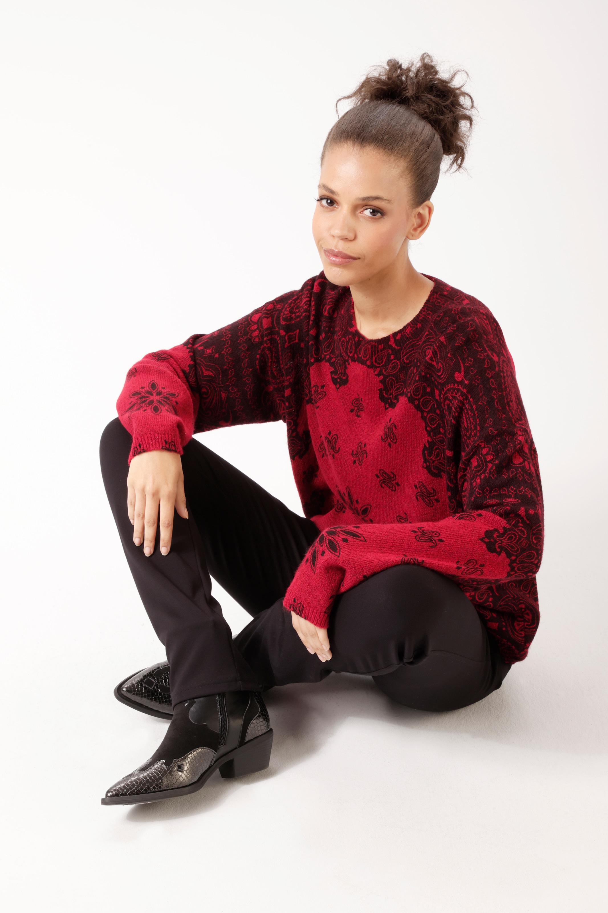 Aniston CASUAL Pull en tricot imprimé de motifs fantaisistes - NOUVELLE COLLECTION