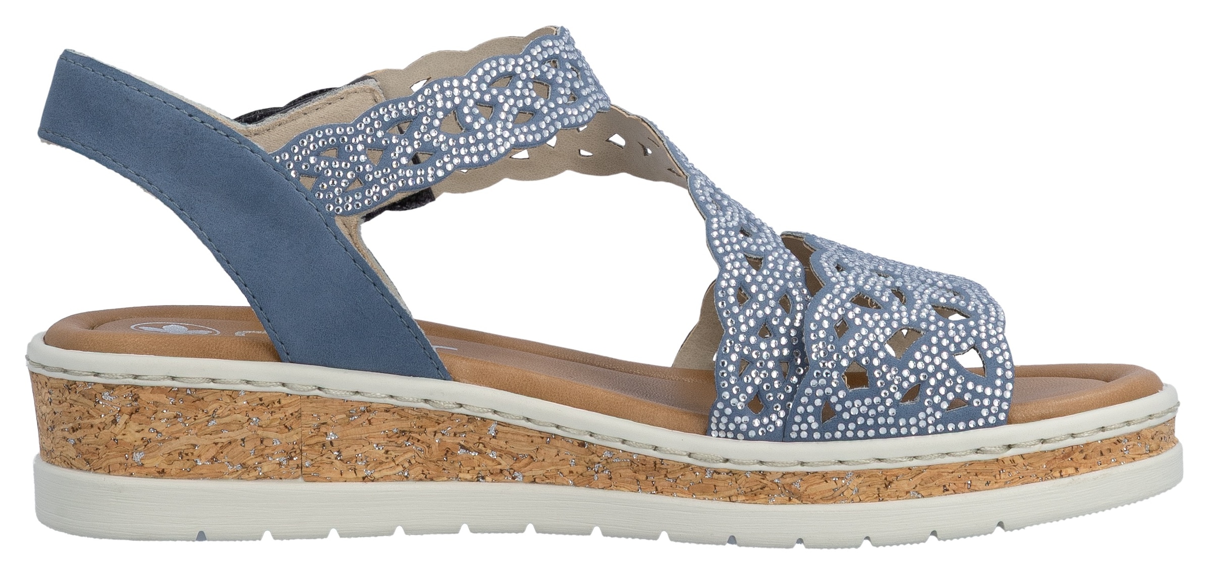 Rieker Sandales compensées  Sandale compensée, chaussure d'été, chaussure de vacances avec strass
