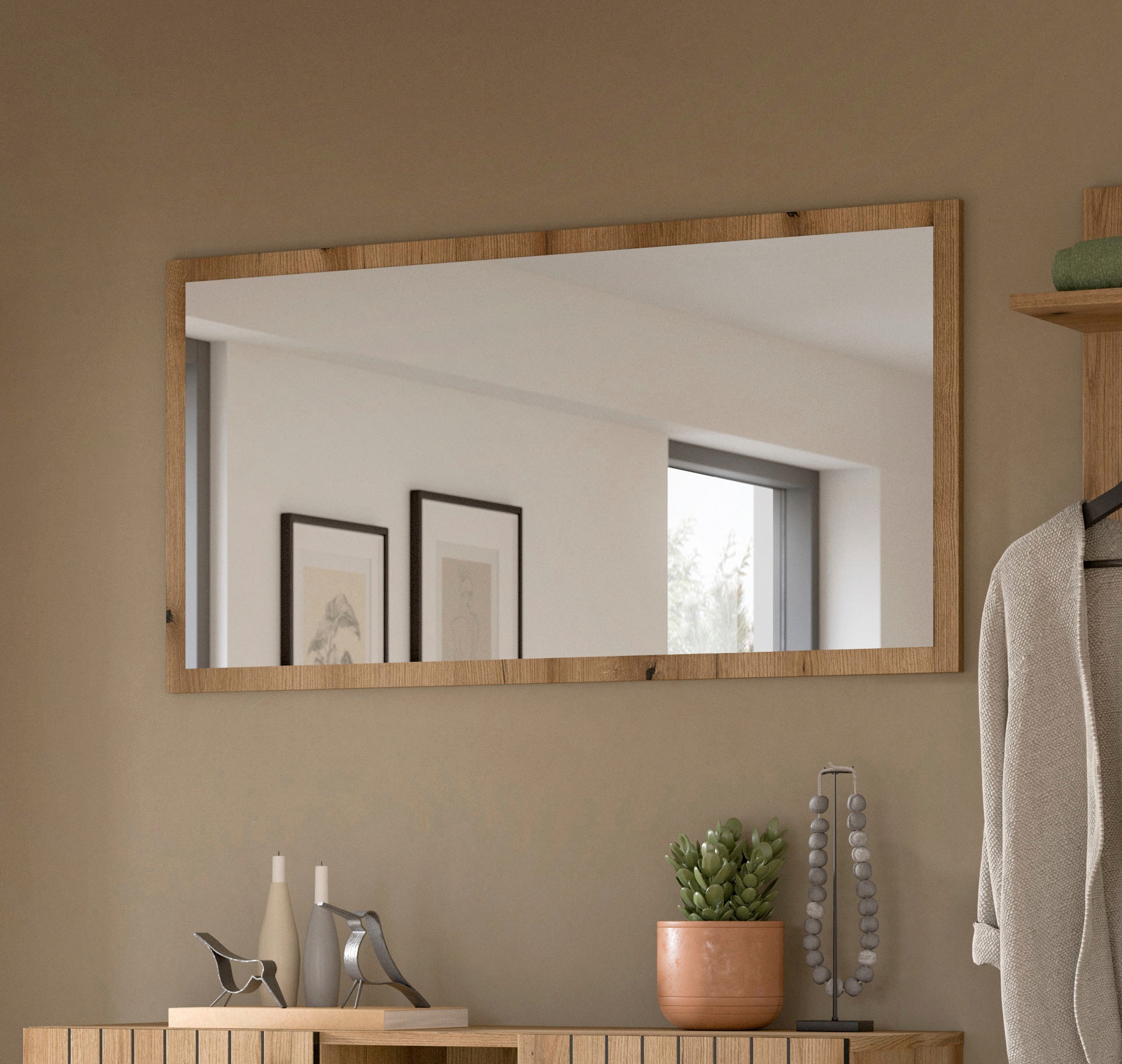 Home affaire Miroir »TATIO,106x55x2 cm, grosse Spiegelfläche« Garderobenspiegel, Flurspiegel