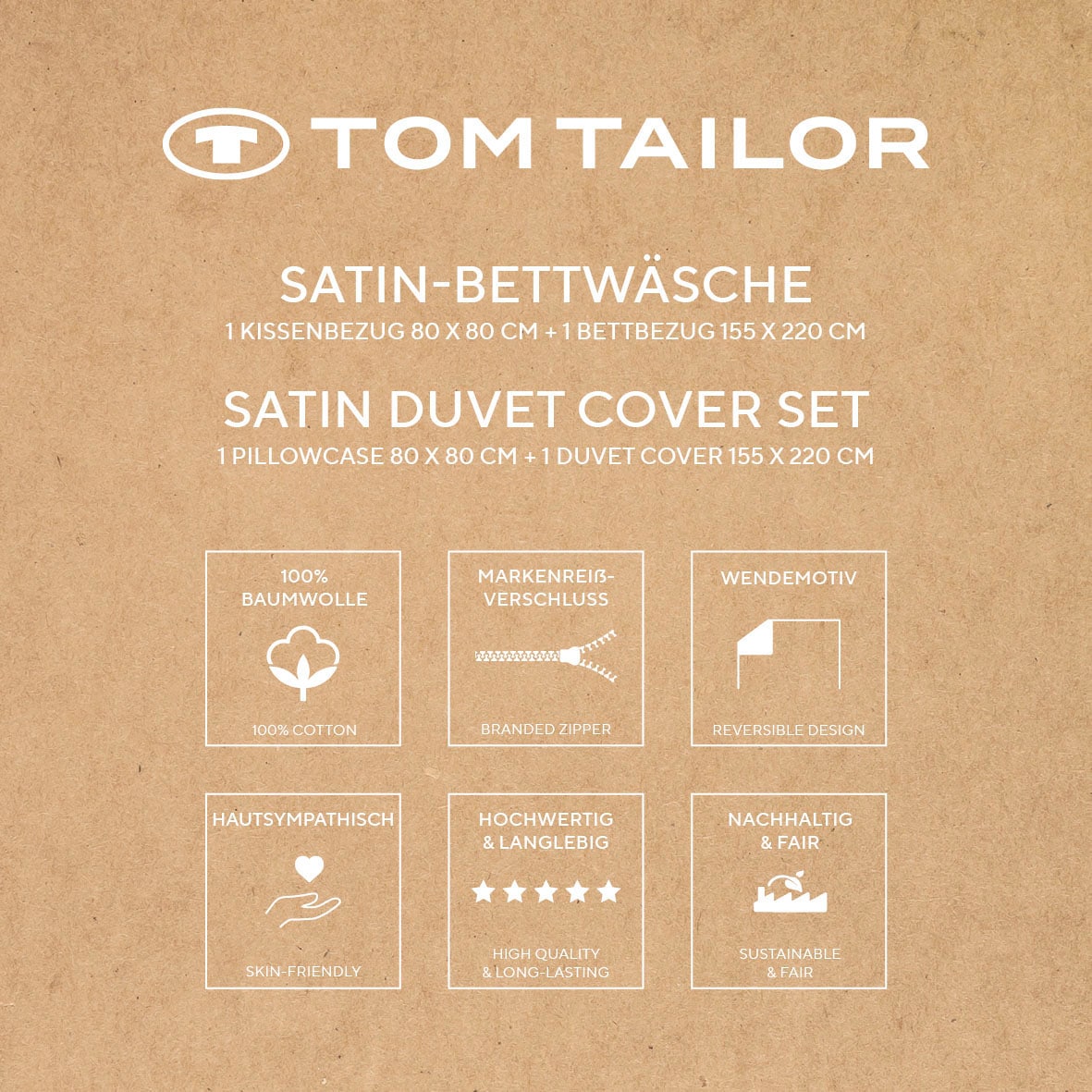 TOM TAILOR HOME Bettwäsche »TWO-TONE SOLID COLORS in Gr. 135x200cm, 155x220cm oder 200x220cm« 2 Stk. new bedroom, Doppelnaht am Kissen