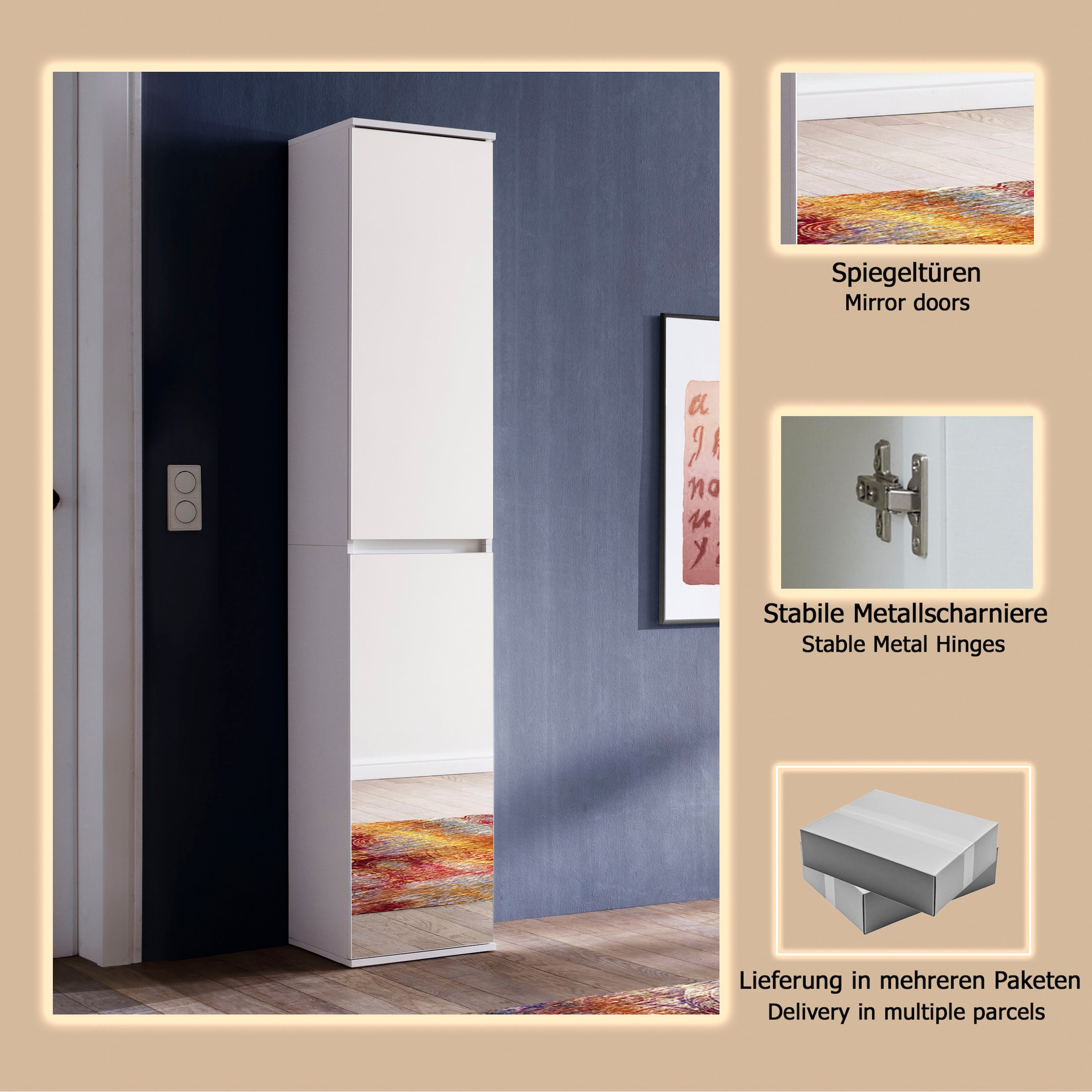 Home affaire Garderobenschrank »Malcesine« Garderobenschrank mit 2 Türen - (B/T/H) 37/34/191 cm