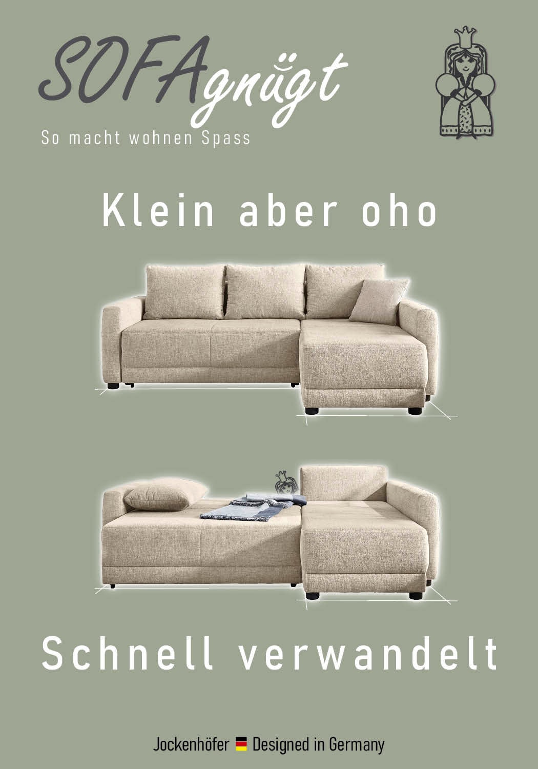 Jockenhöfer Gruppe Ecksofa »Venezia L-Form, B: 234 cm« mit Schlaffunktion, Bettkasten & Zierkissen