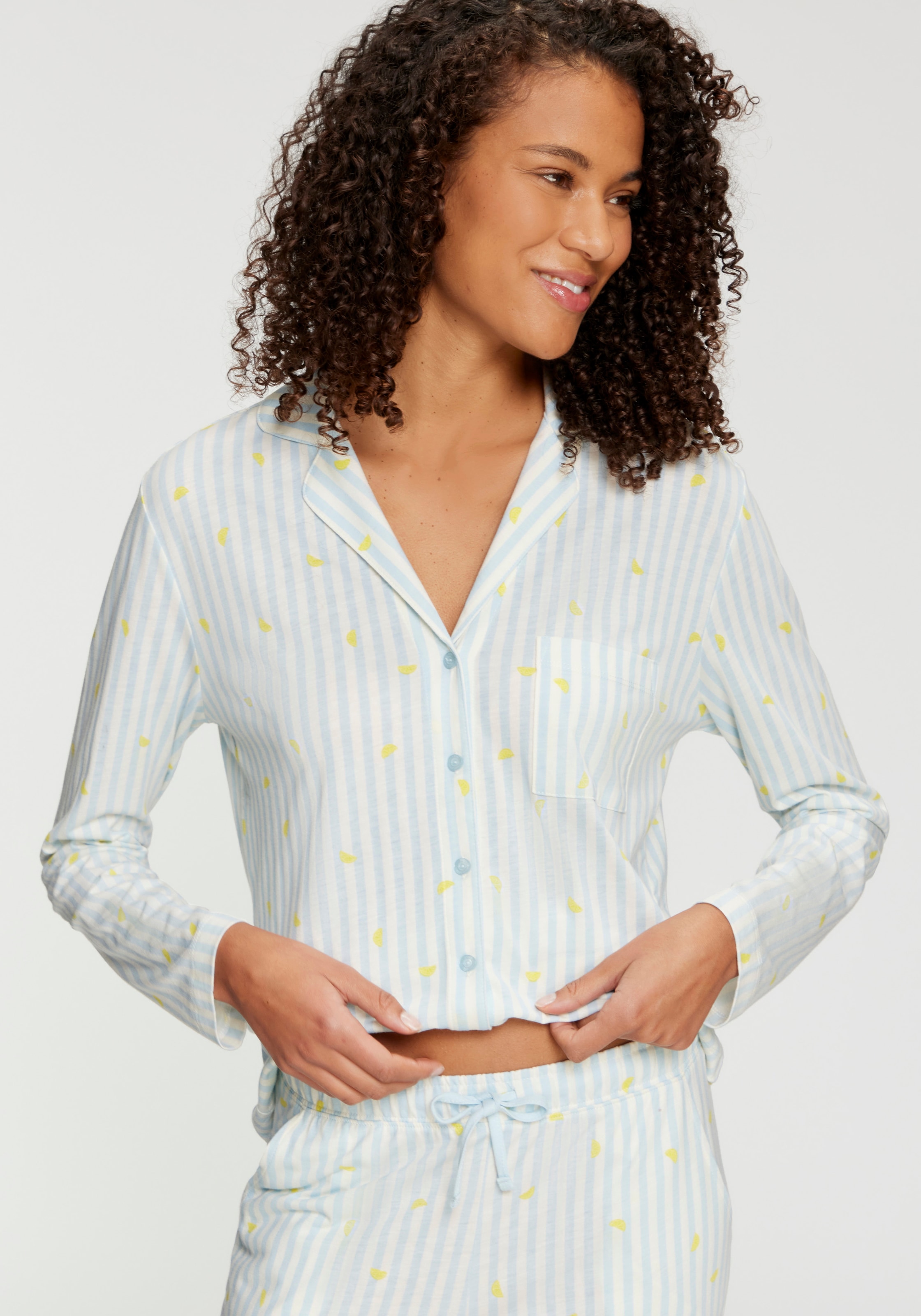 Vivance Dreams by Lascana Haut de pyjama avec joli imprimé rayures et fruits