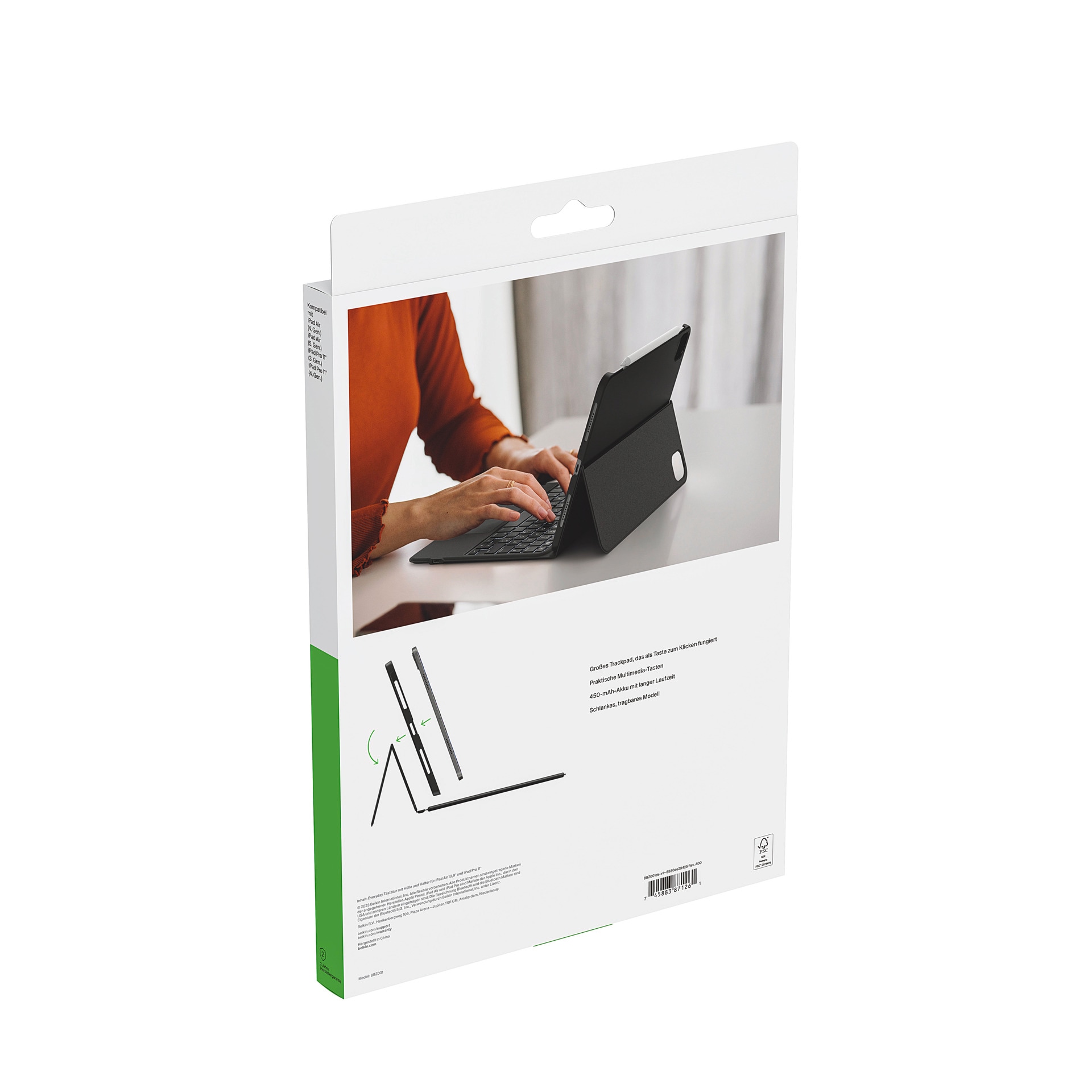 Belkin iPad-Tastatur »Connect Everyday Tastatur mit Hülle und Halter für iPad 10. Gen« (Touchpad)